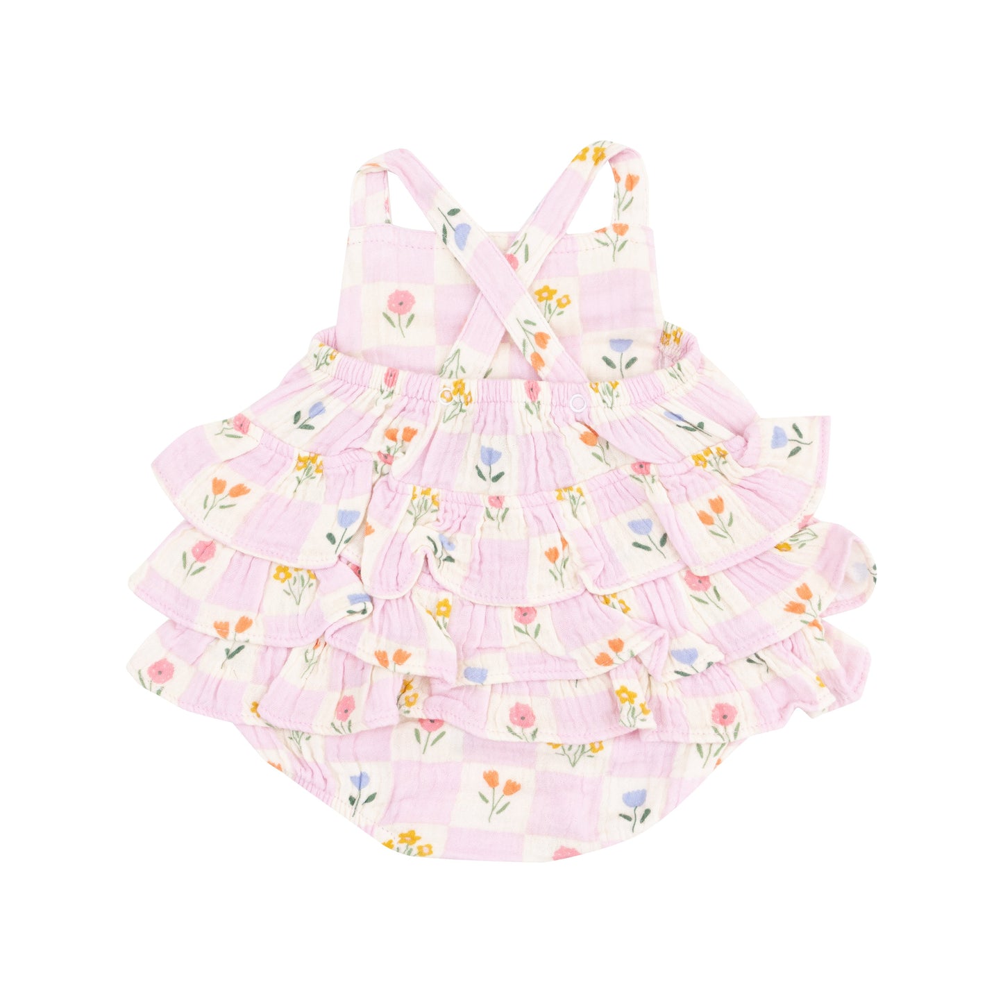Ruffle Sunsuit - Floral Check