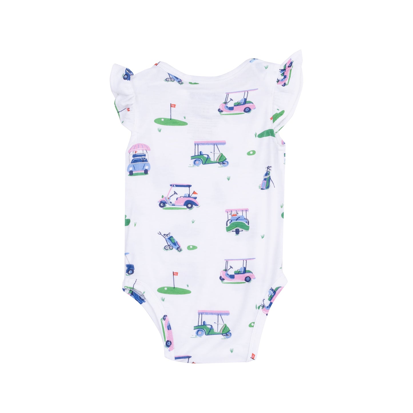 Ruffle Sleeve Bodysuit - Vintage Golf Carts Pink