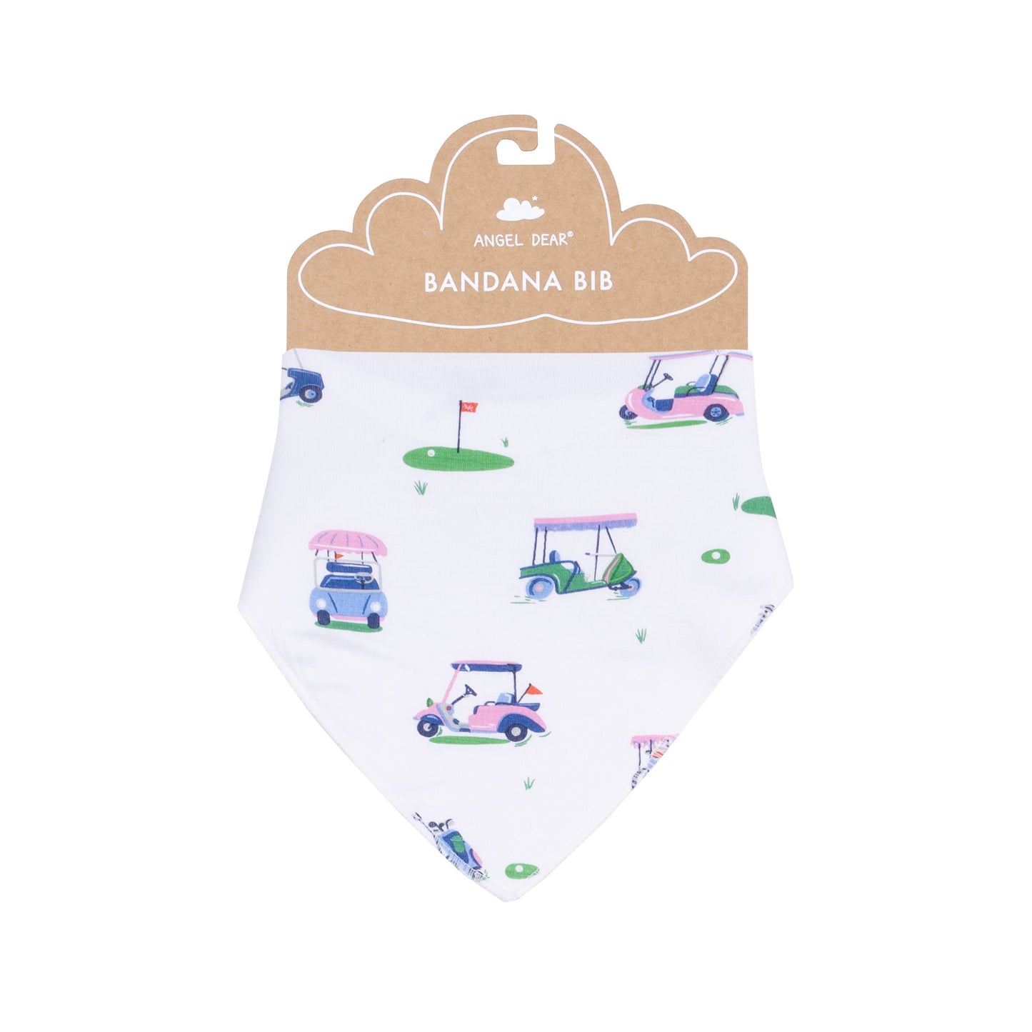 Bandana Bib - Vintage Golf Carts Pink