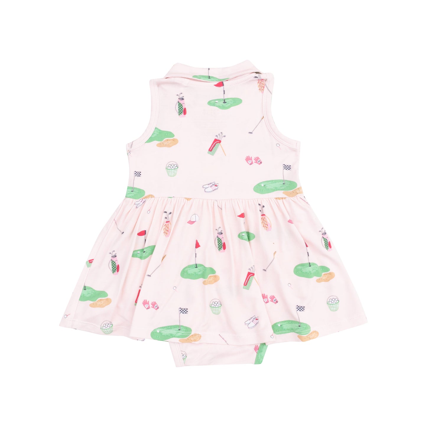 Polo Collar Bodysuit Dress - Golf Things Pink