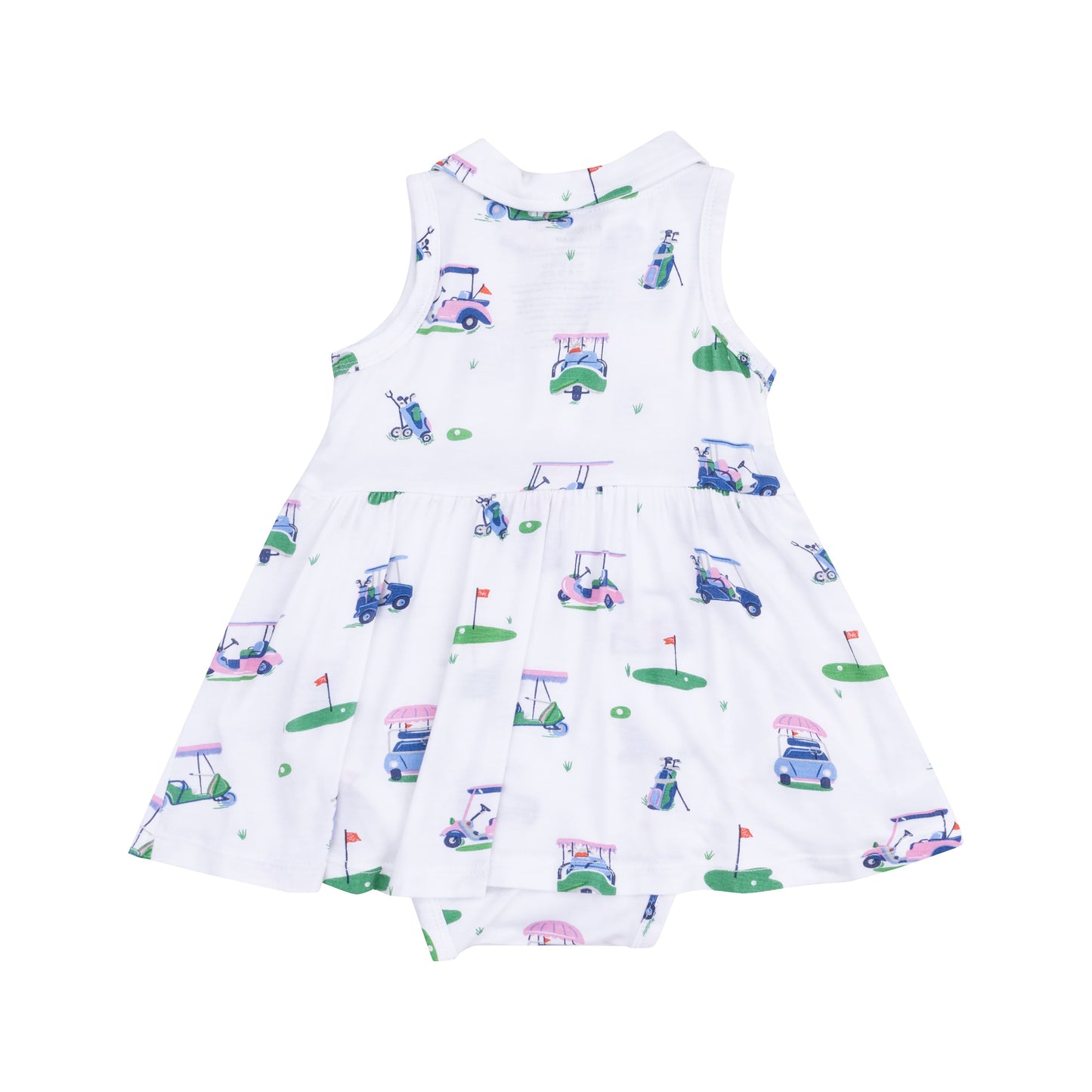 Polo Collar Bodysuit Dress - Vintage Golf Carts Pink