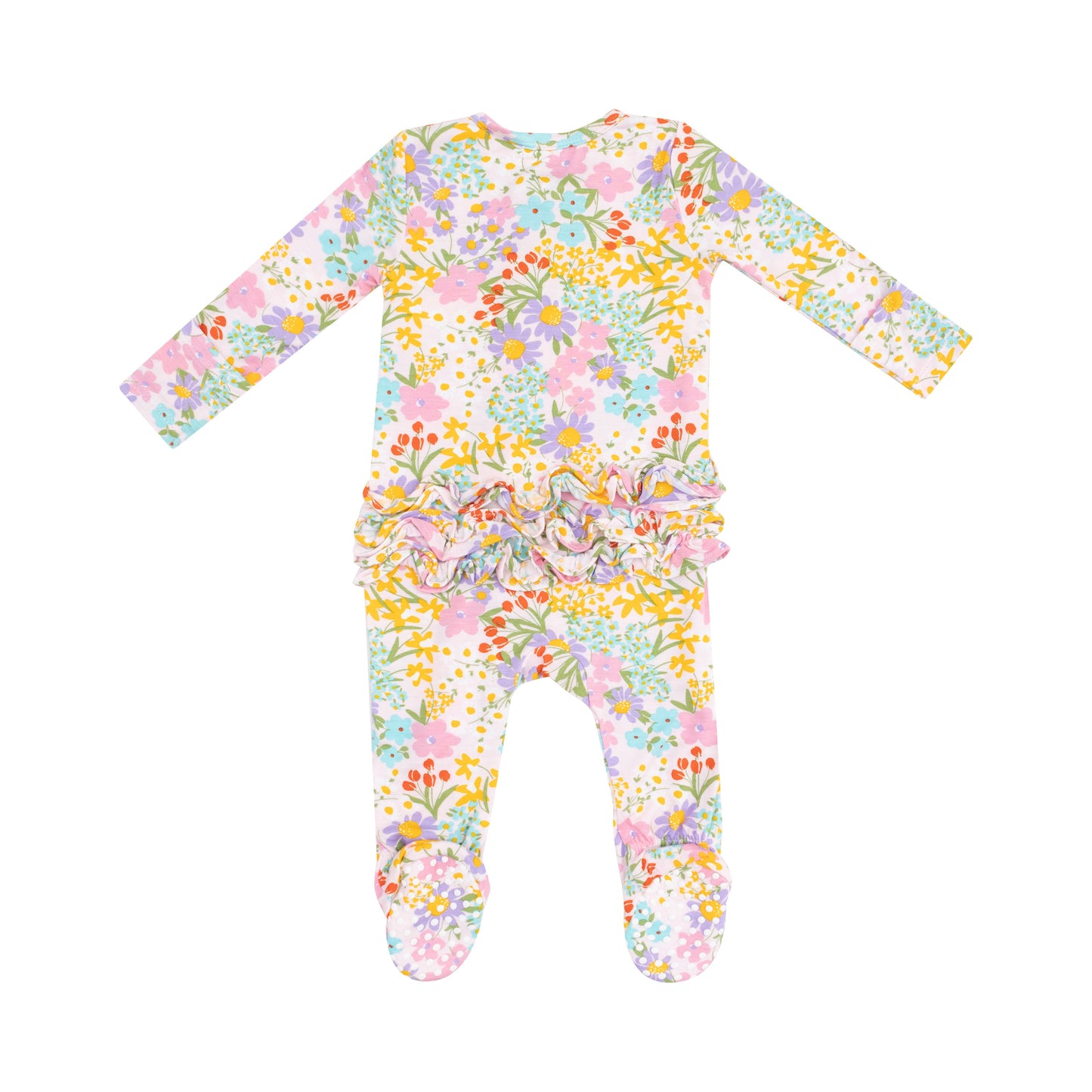 2 Way Zipper Ruffle Back Footie- Amelia Floral