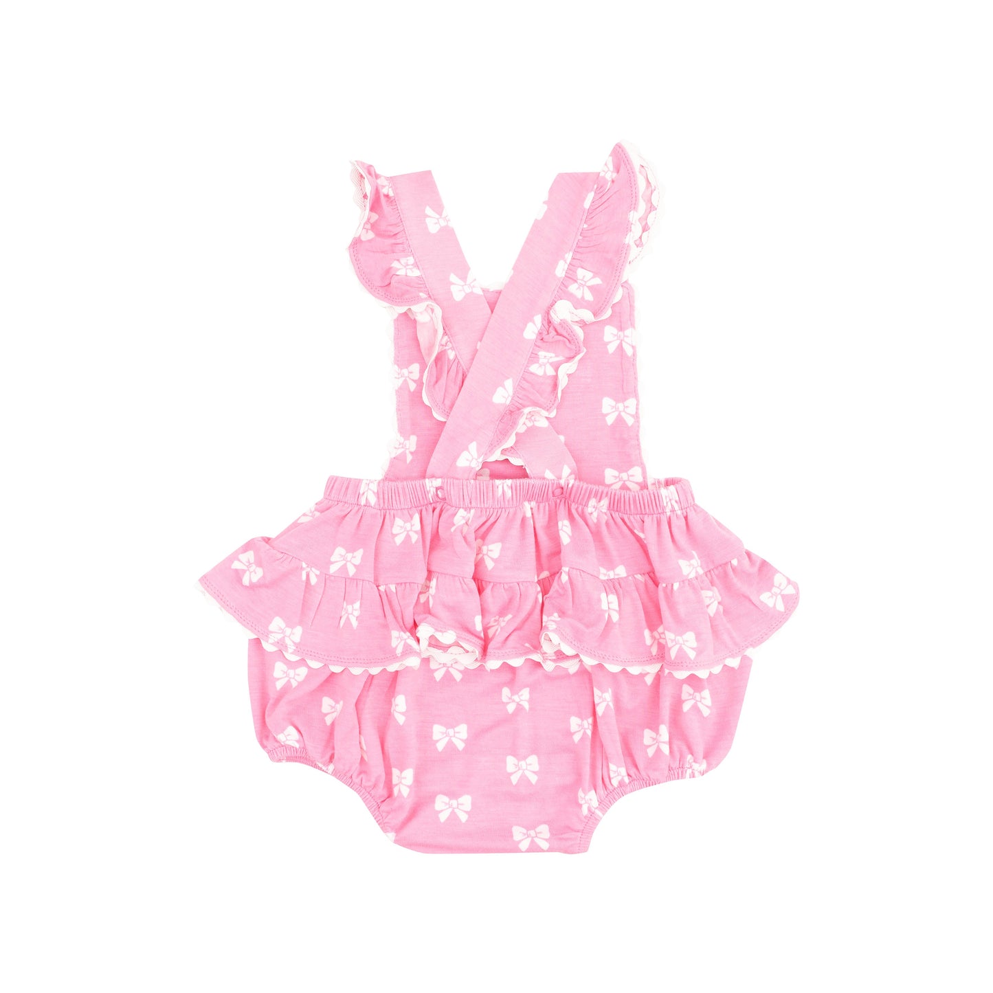 Ric-Rac Ruffle Sunsuit - Pink Bows
