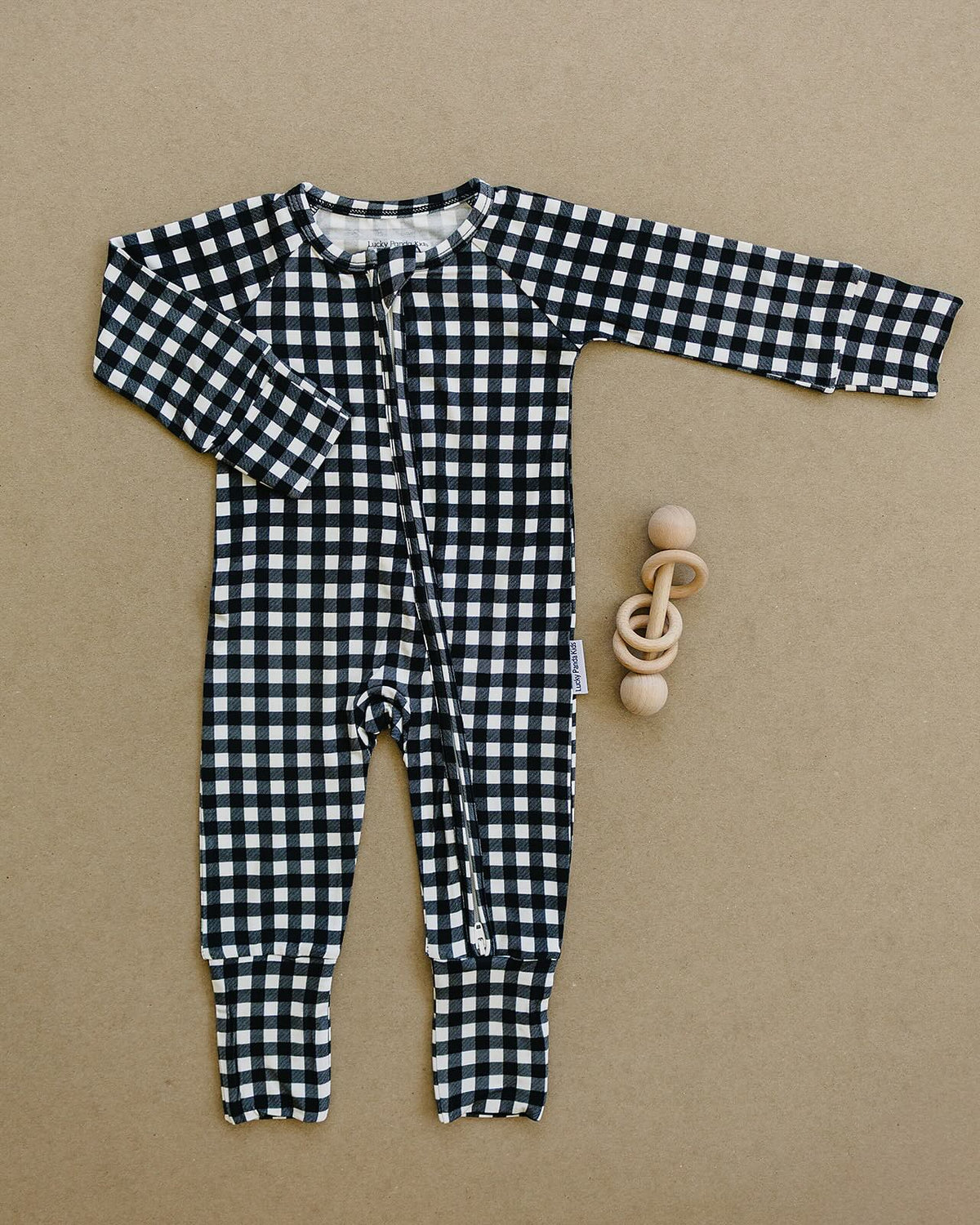 Bamboo Zip Romper | Black Gingham