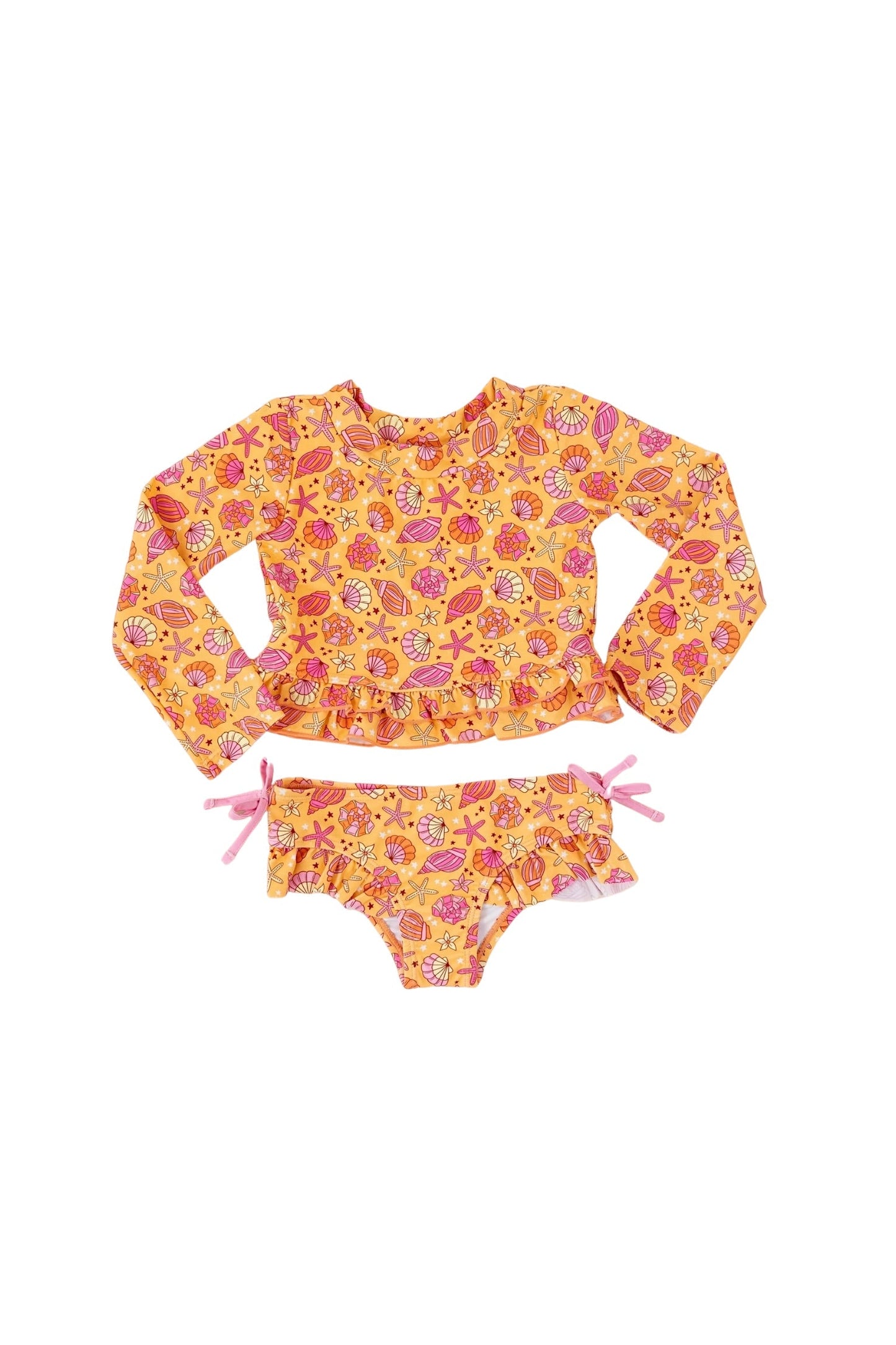 SHELLO SUMMER DREAM TWO-PIECE RASH GUARD RUFFLE SWIM SUIT
