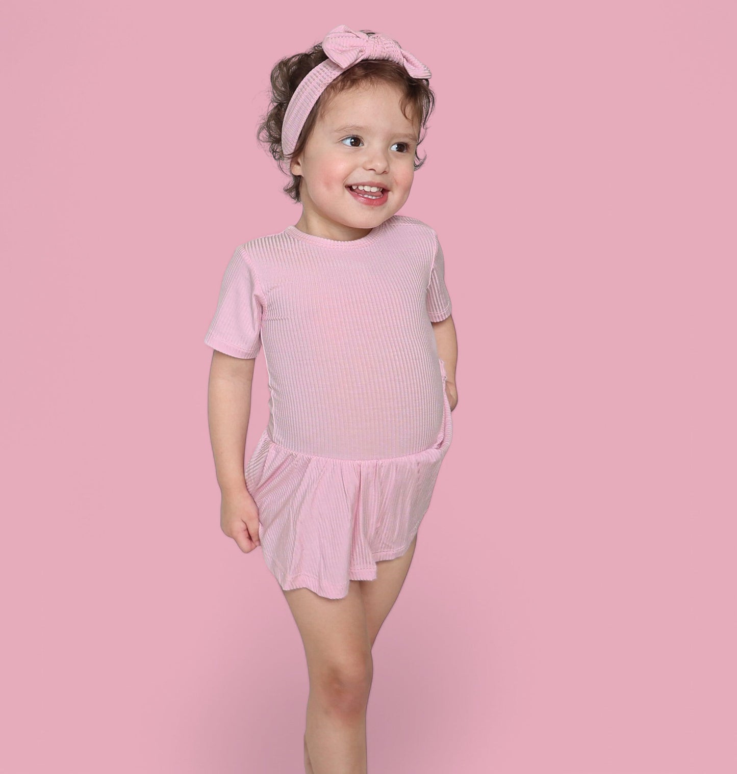 PINK ROSE RIB DREAM BODYSUIT DRESS