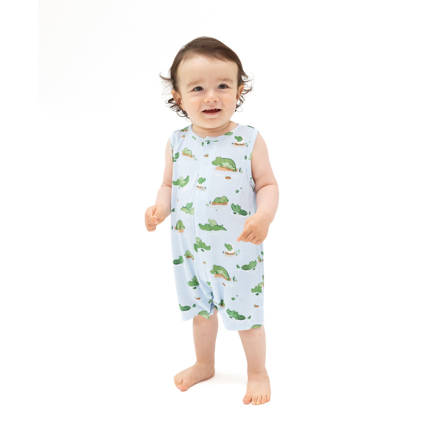 Sleeveless Shortie Romper - Alligator Blue