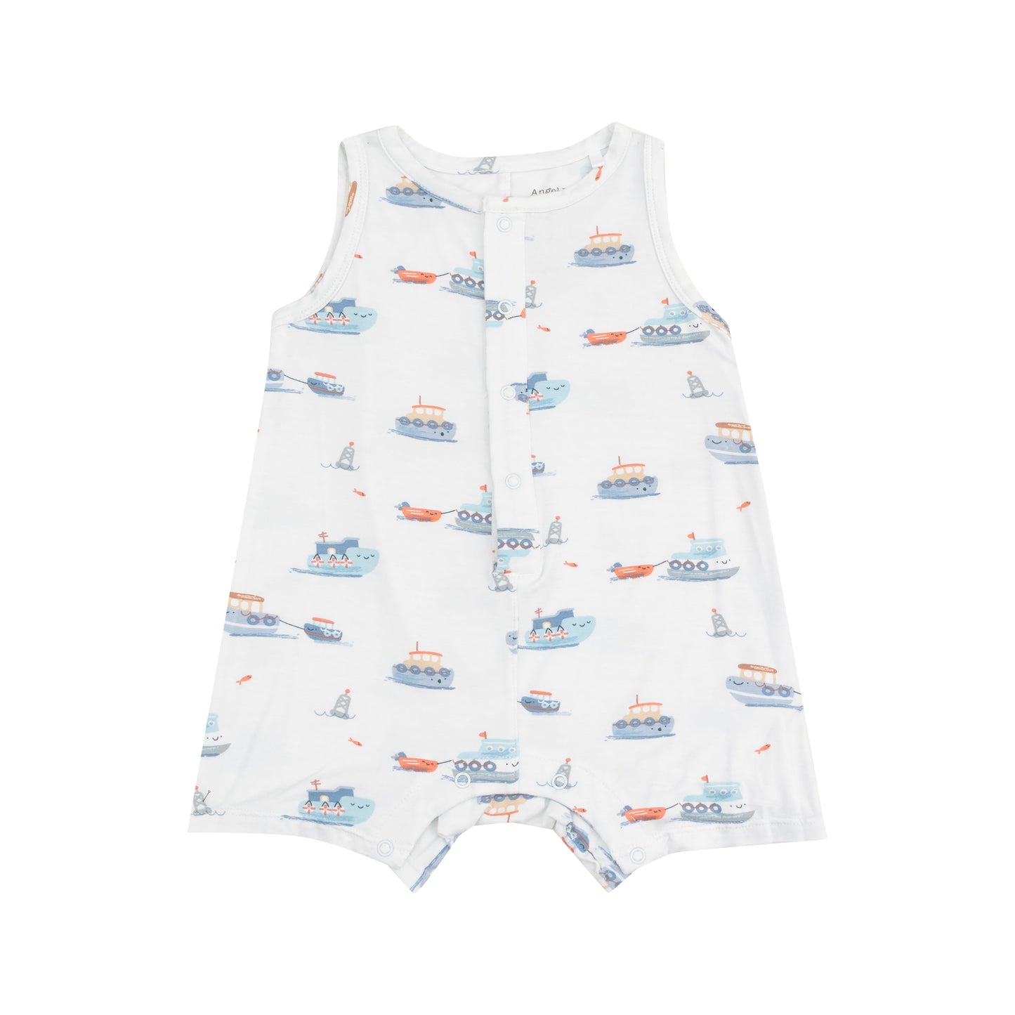 Sleeveless Shortie Romper - Bubbly Tugboats