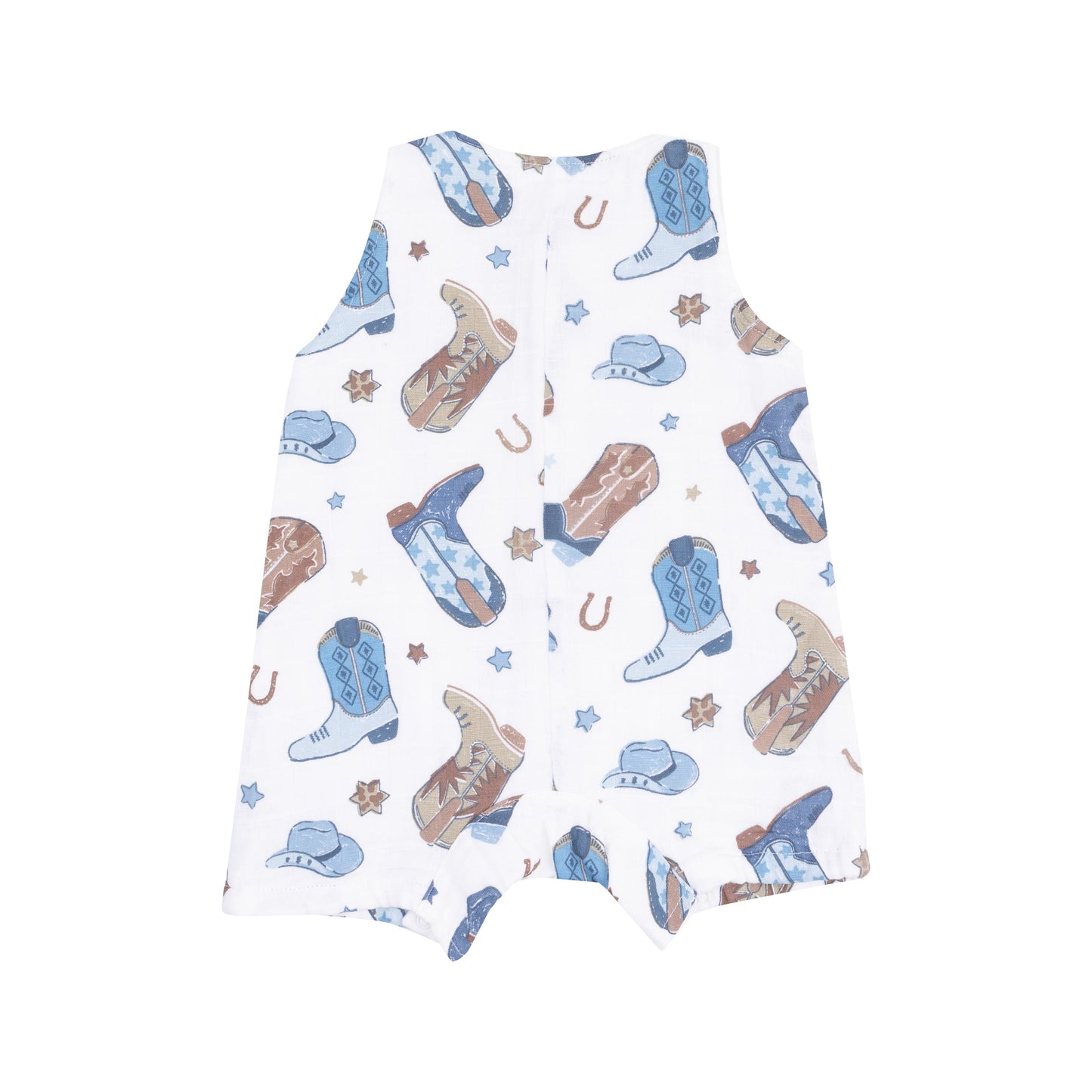Sleeveless Shortie Romper - Cowboy Boots Blue
