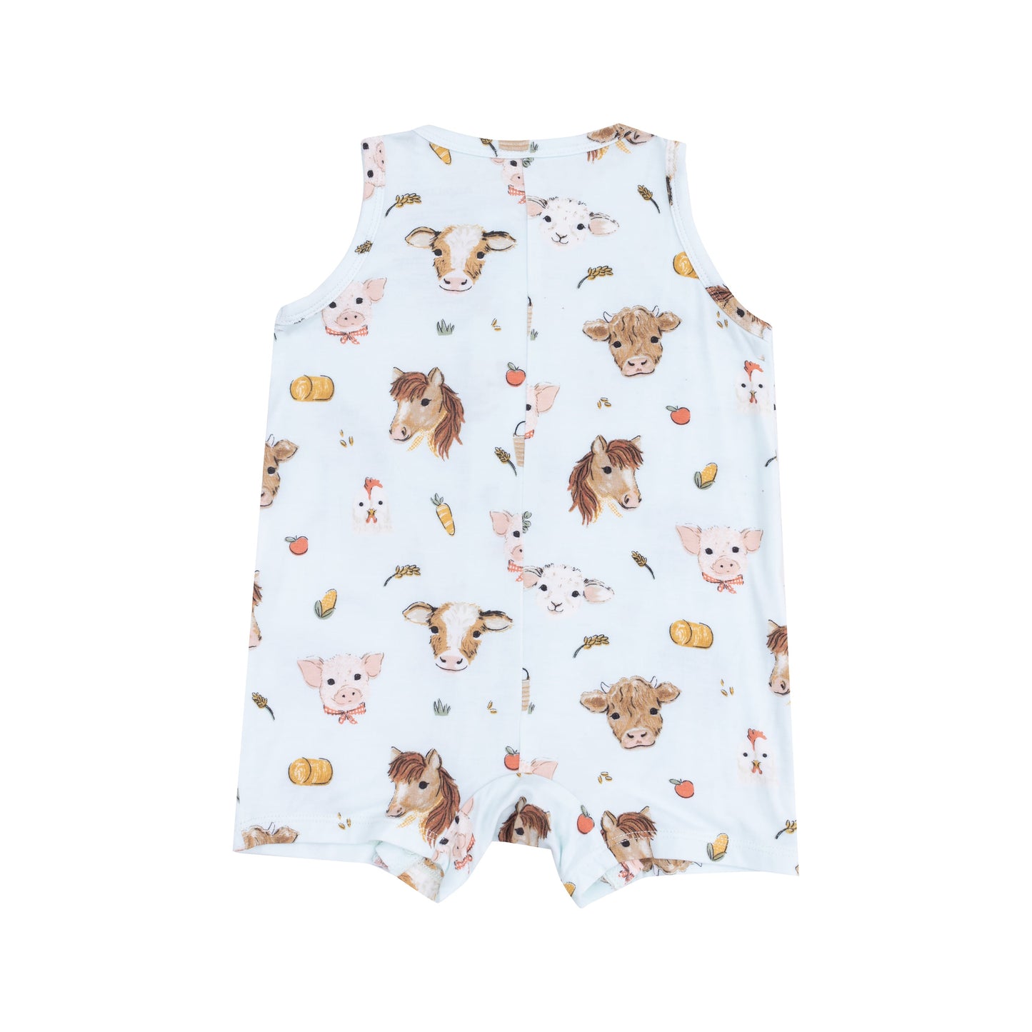 Sleeveless Shortie Romper - Vintage Animals Faces Blue