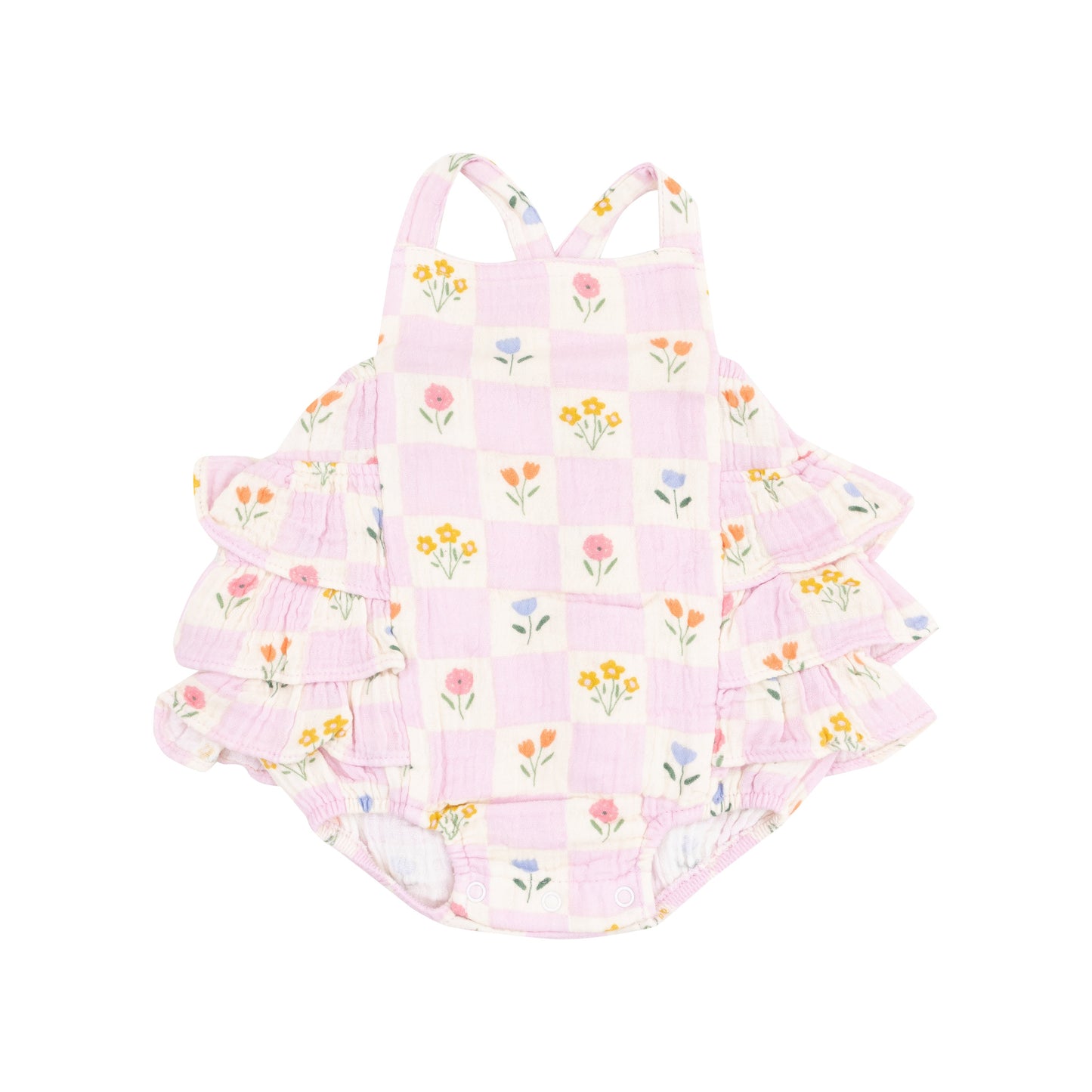 Ruffle Sunsuit - Floral Check