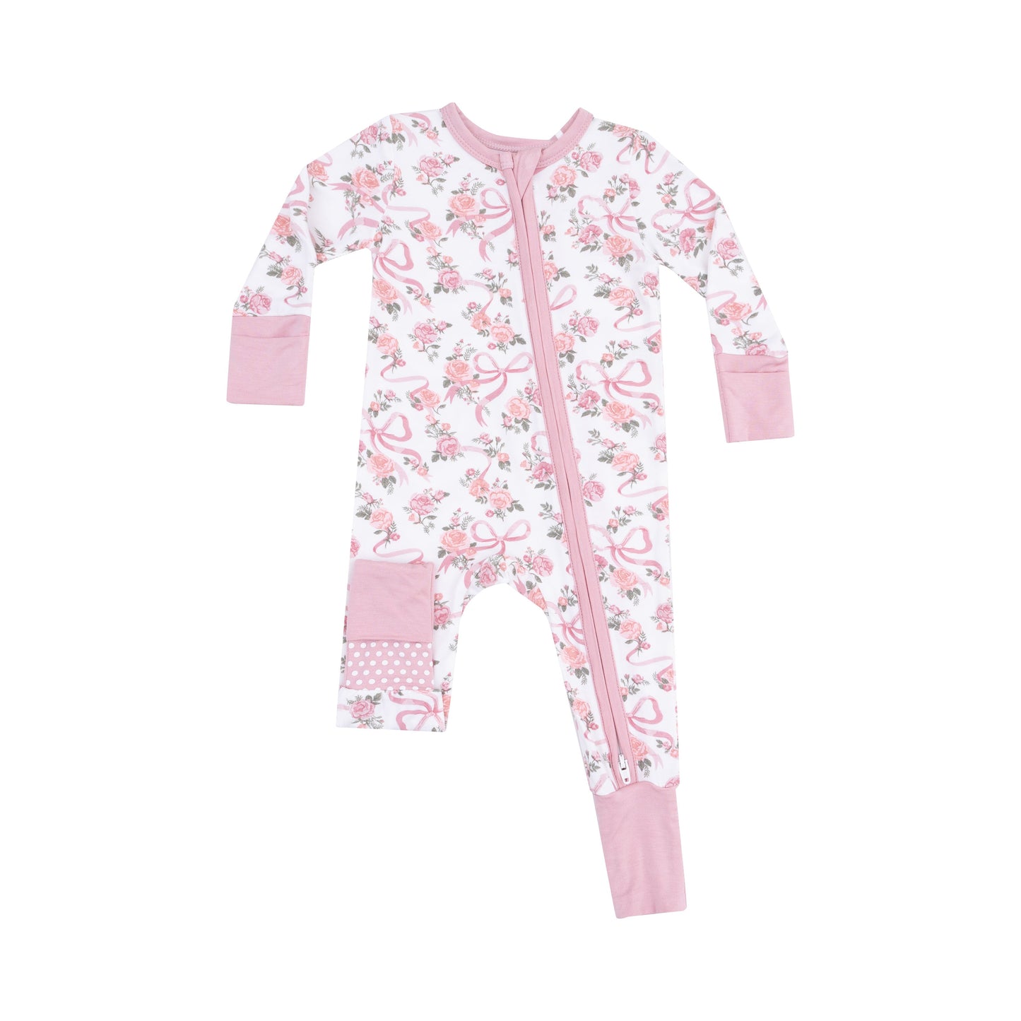2 Way Zipper Romper - Ribbons and Flowers