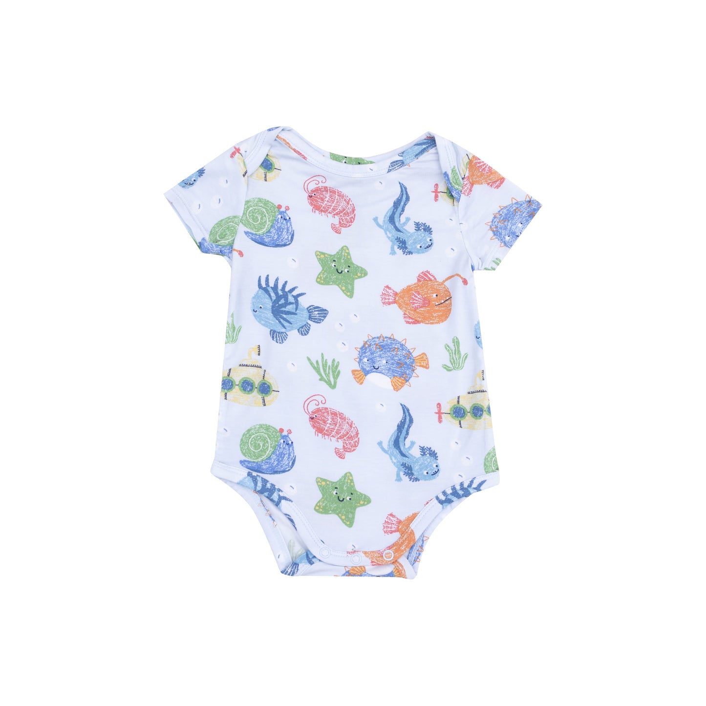 Short Sleeve Bodysuit - Cute Ocean Creatures