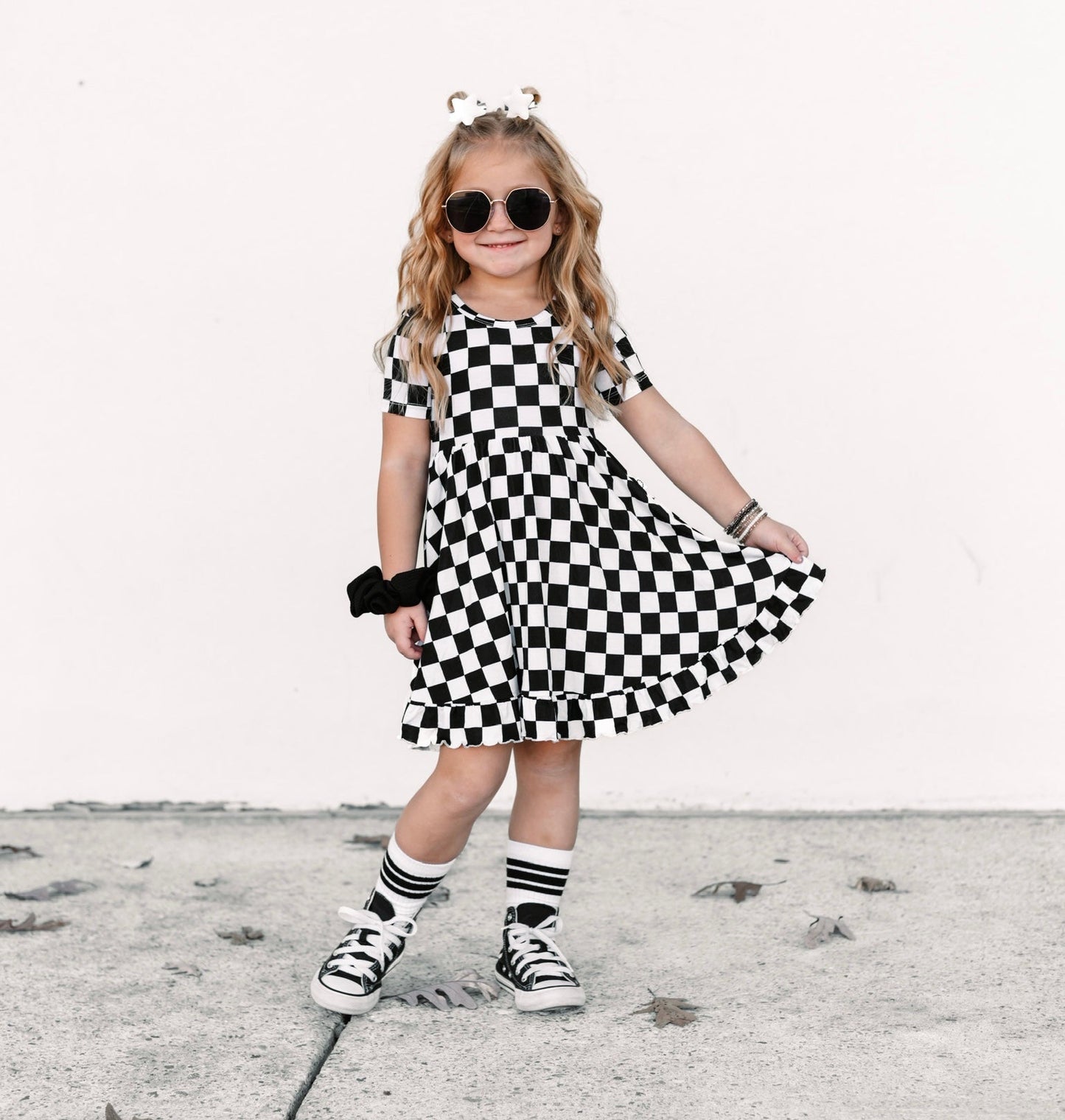 OREO CHECKERS DREAM RUFFLE DRESS
