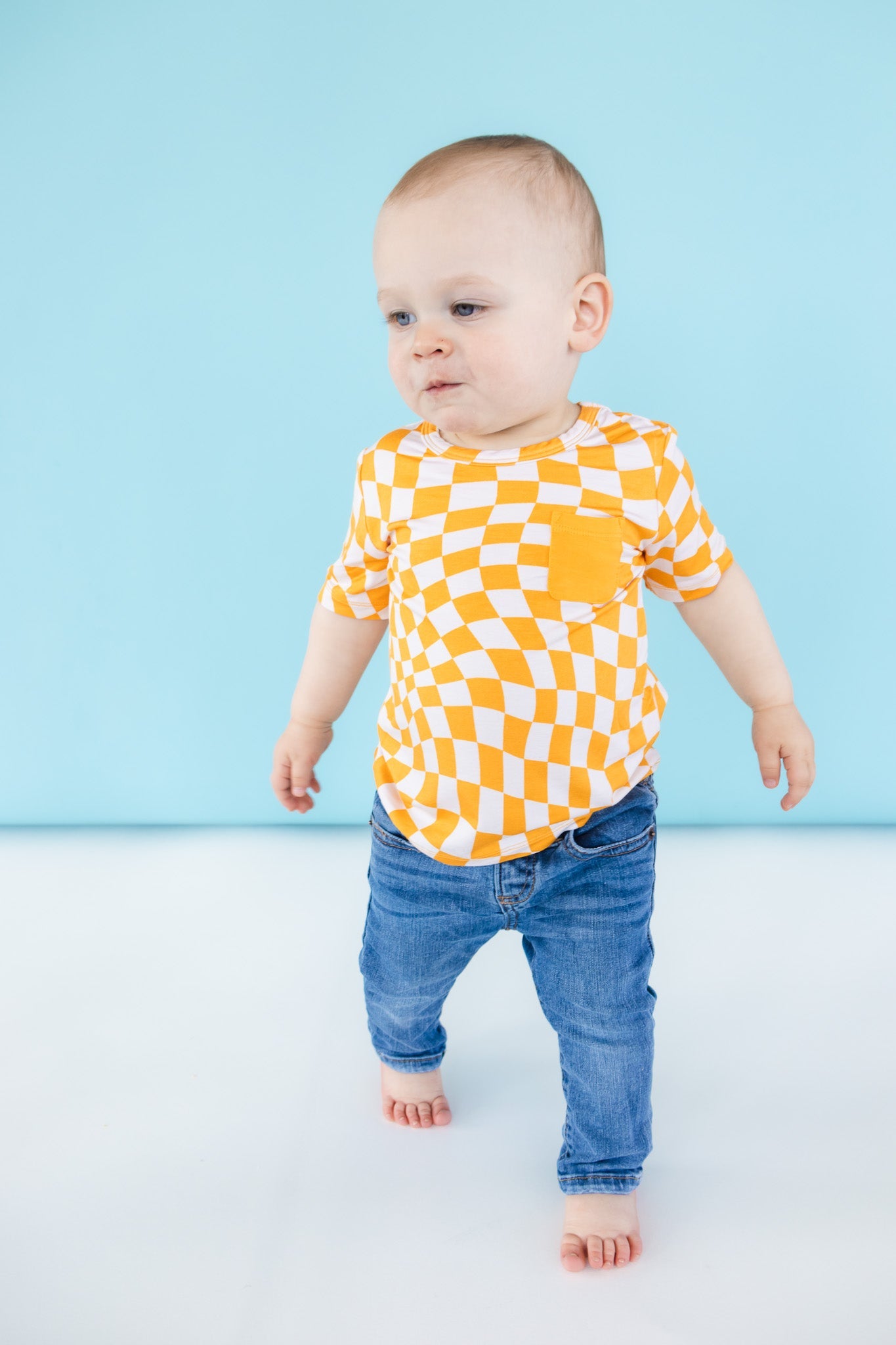 SUNSHINE WAVE CHECKS DREAM POCKET TEE
