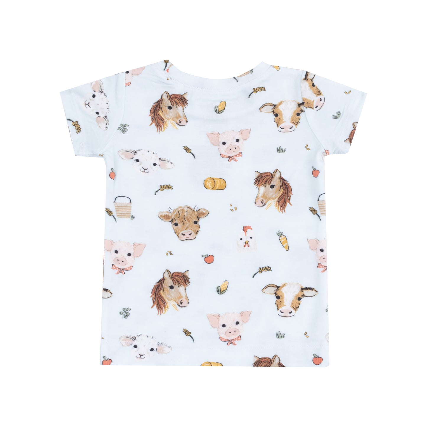 Short Sleeve Loungewear Set - Vintage Animals Faces Blue