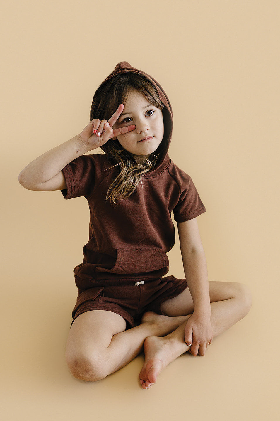 Terry Cargo Shorts Set | Chocolate