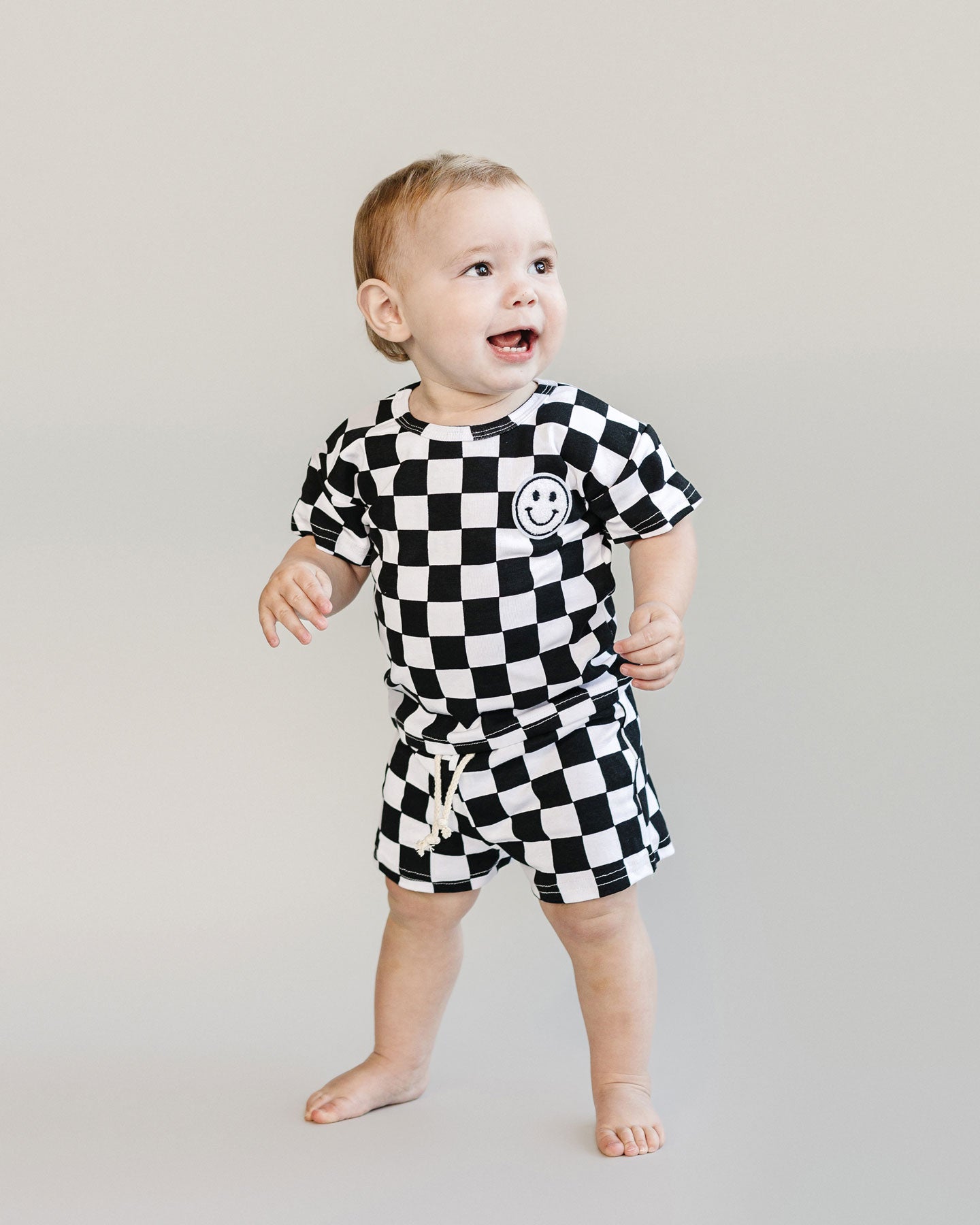 Checkered Shorts Set | Black
