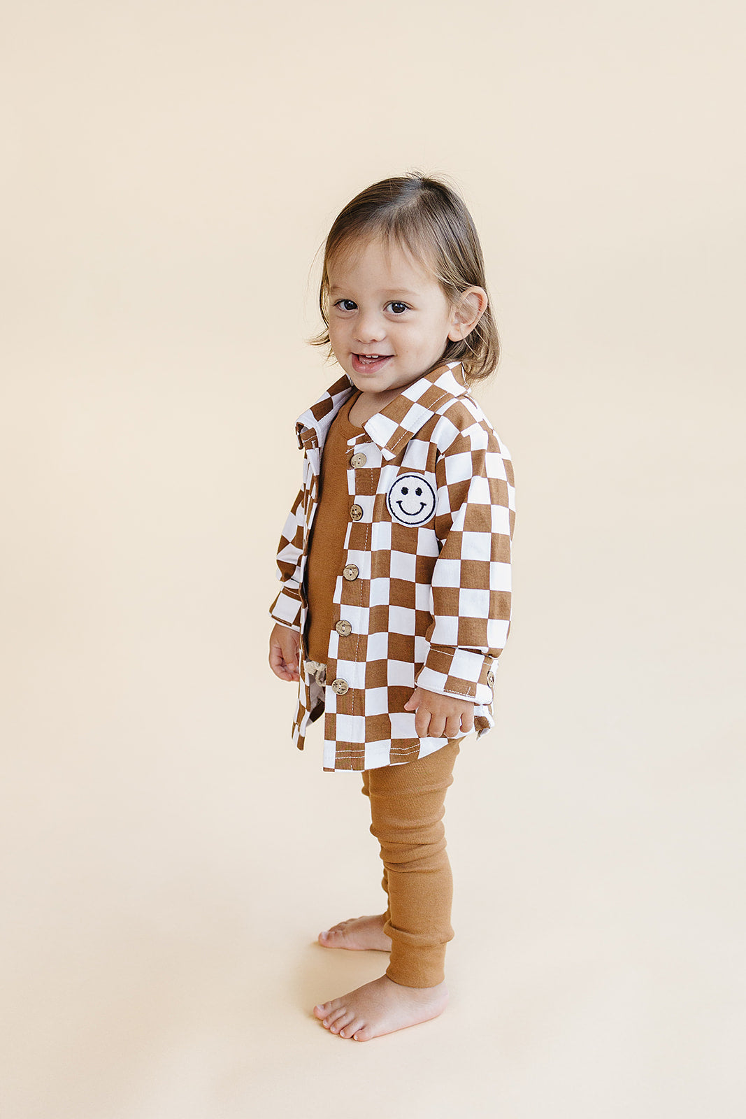 Cotton Shacket | Smiley Checkered Copper