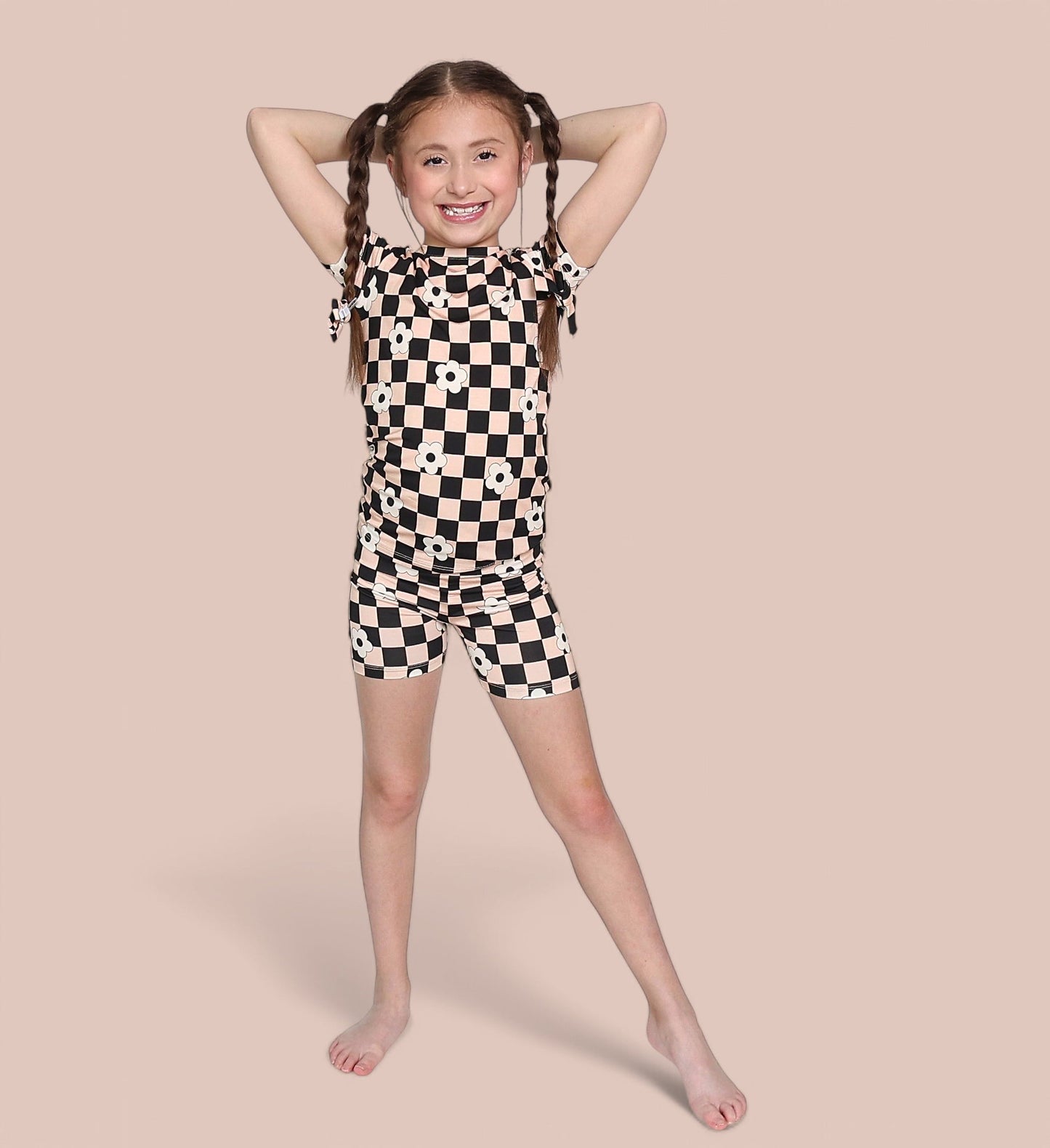 RETRO DAISY CHECKS DREAM SHORT SET
