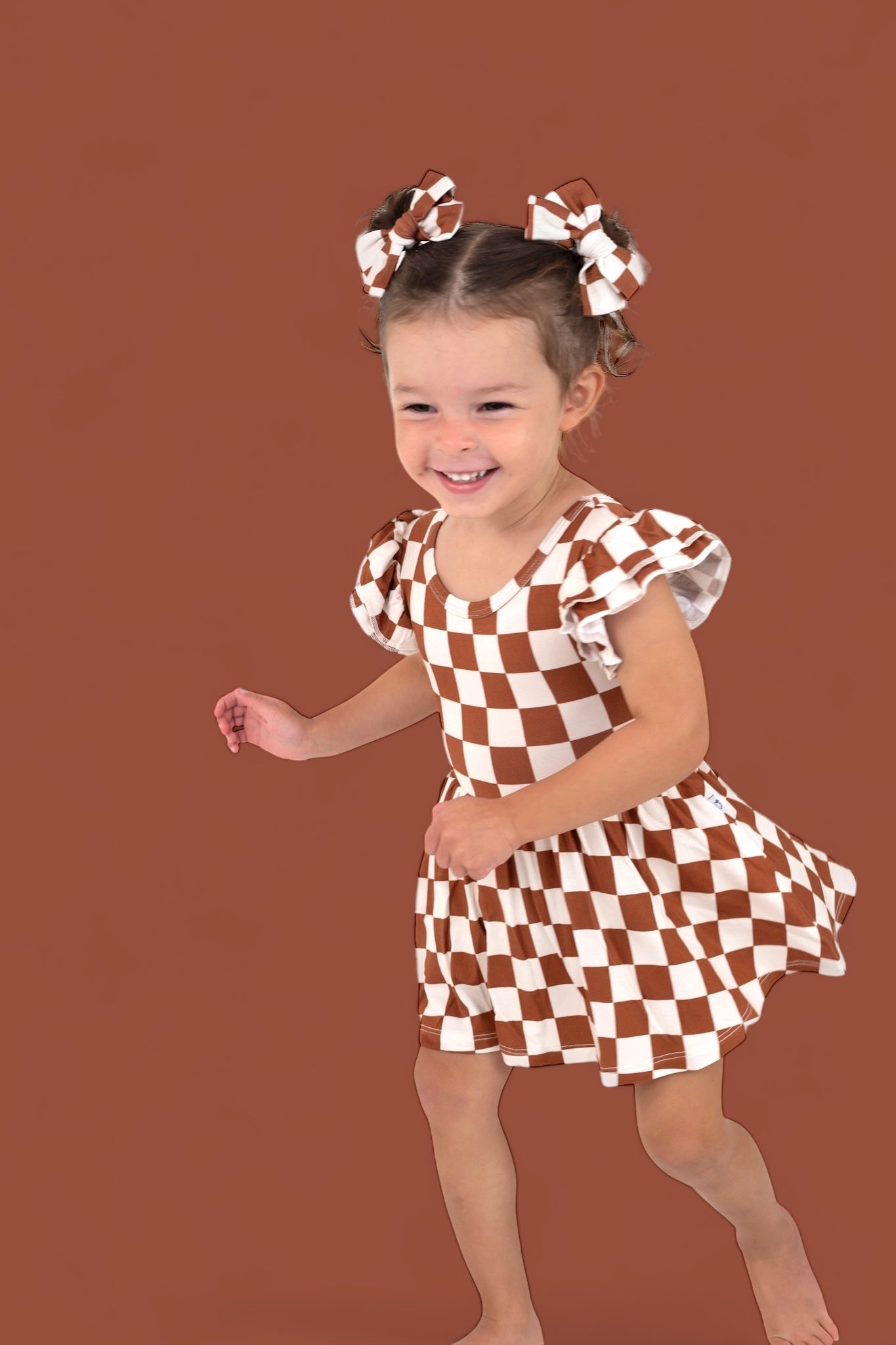 COPPER CHECKERS DREAM BOW HAIR CLIPS