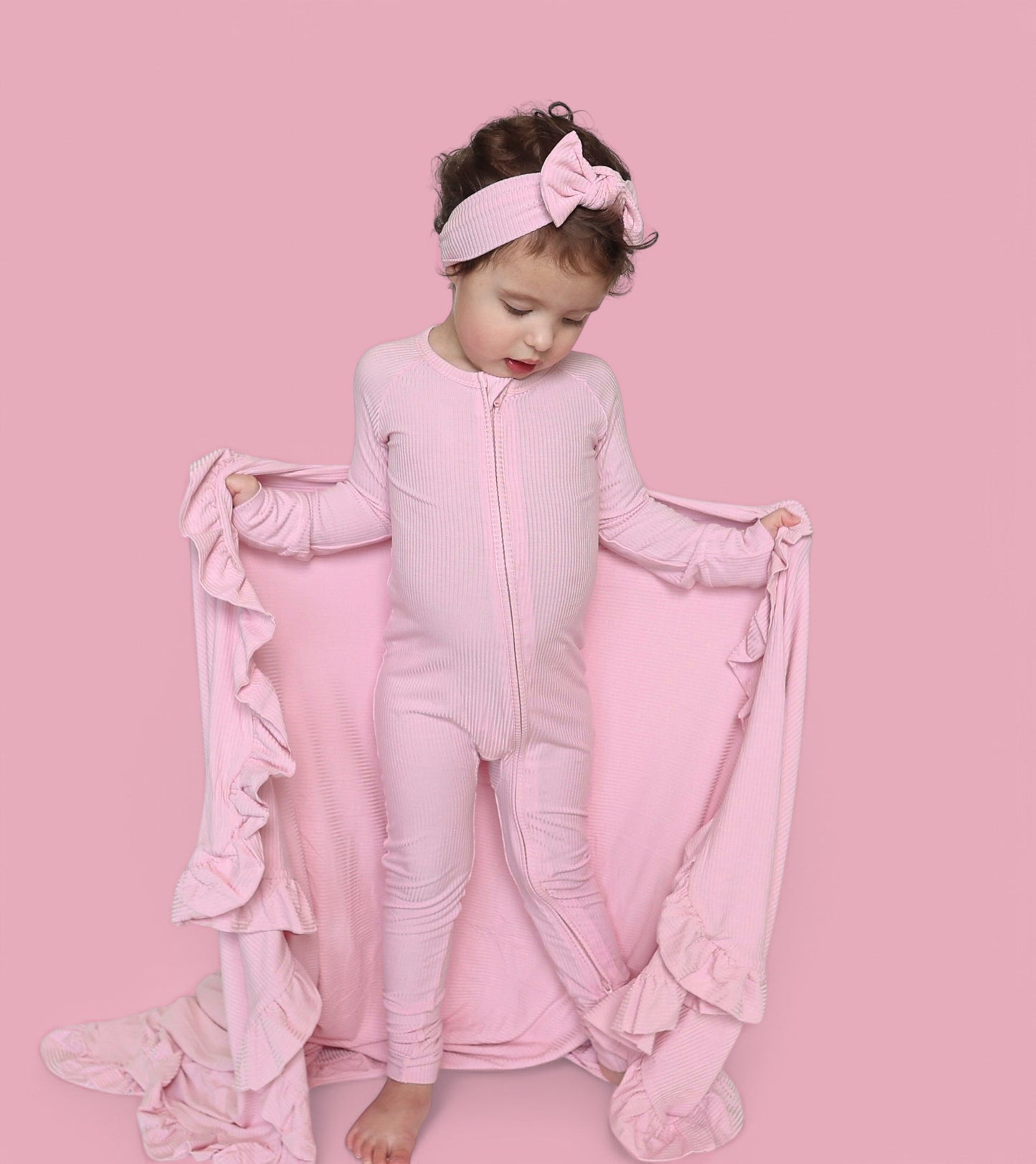 PINK ROSE RIB DREAM ROMPER