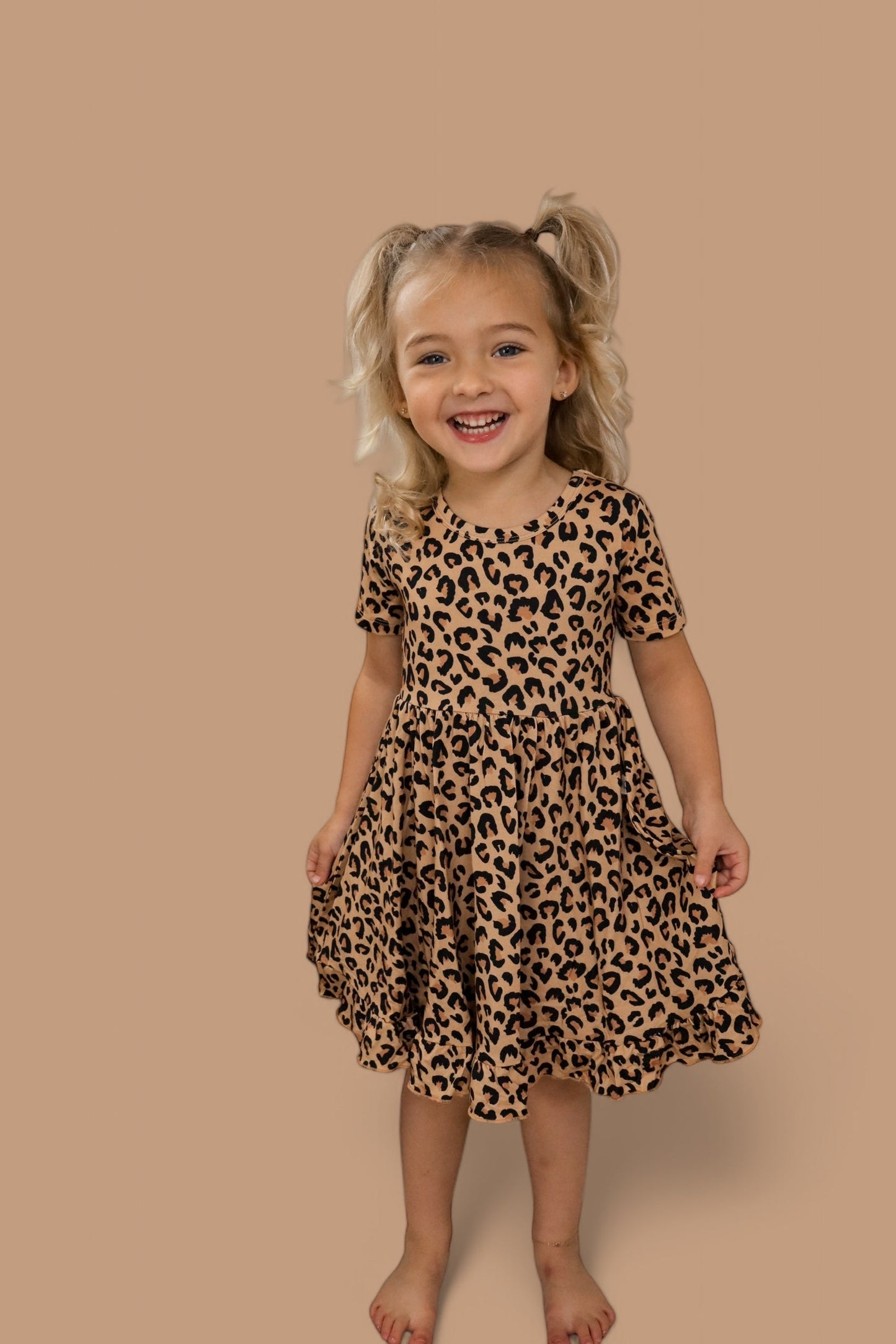 LEOPARD DREAM RUFFLE DRESS