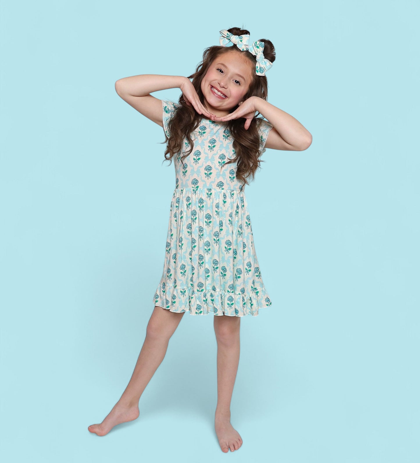 BLUE RIBBON BLOOMS DREAM TIE BACK RUFFLE DRESS