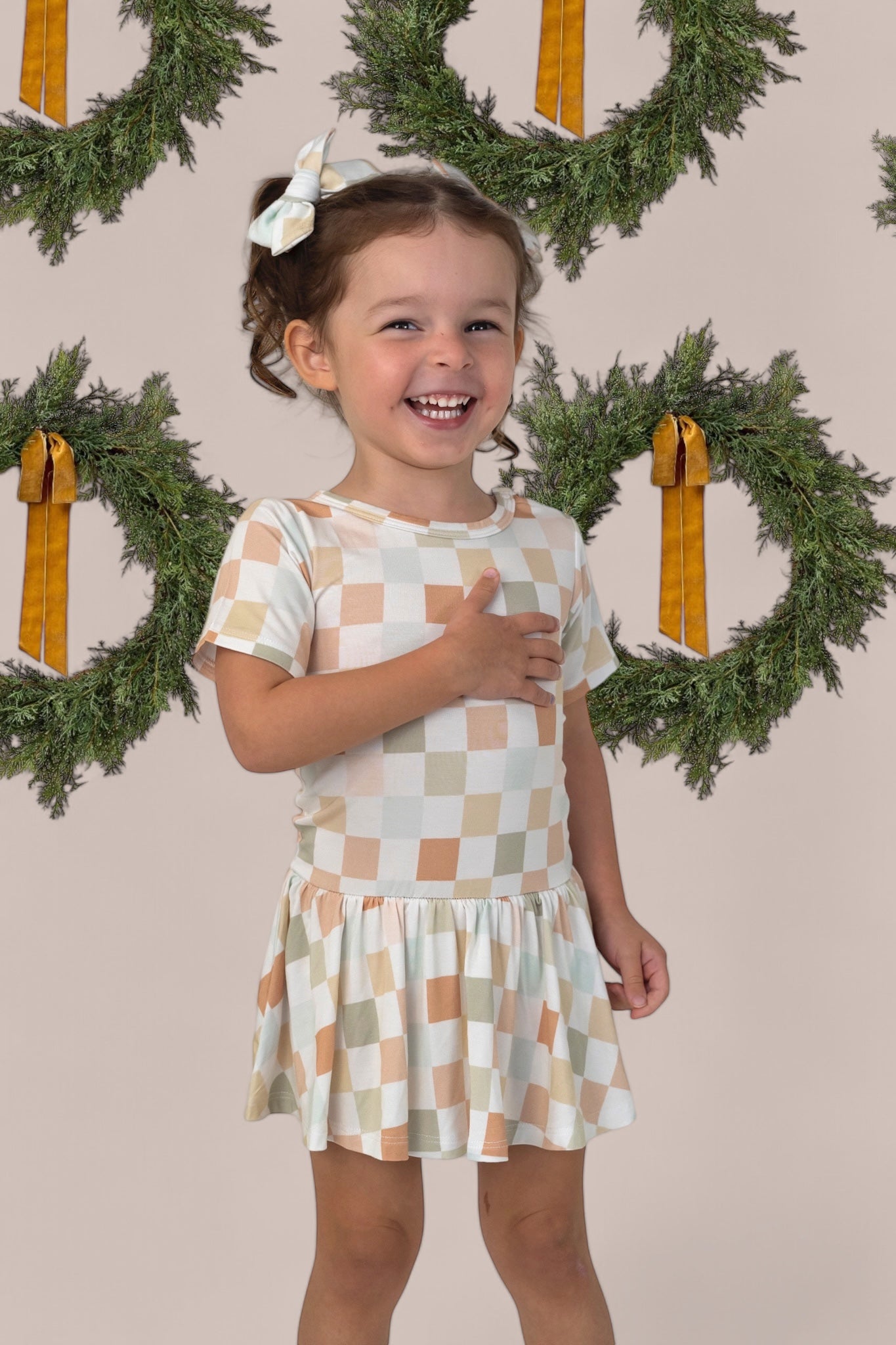 MUTED CHECKERS DREAM BODYSUIT DRESS
