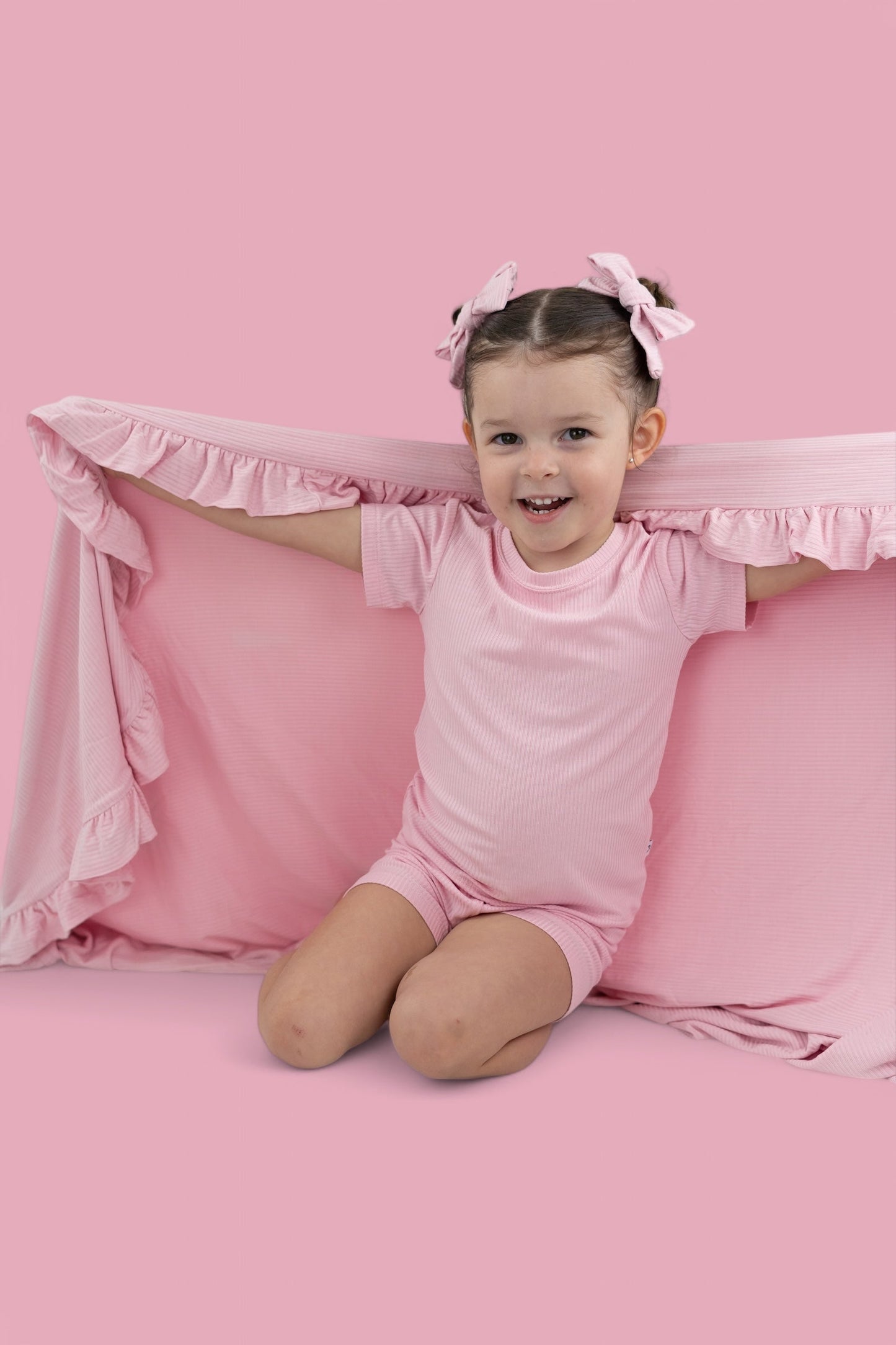 PINK ROSE RIB DREAM SHORT SET
