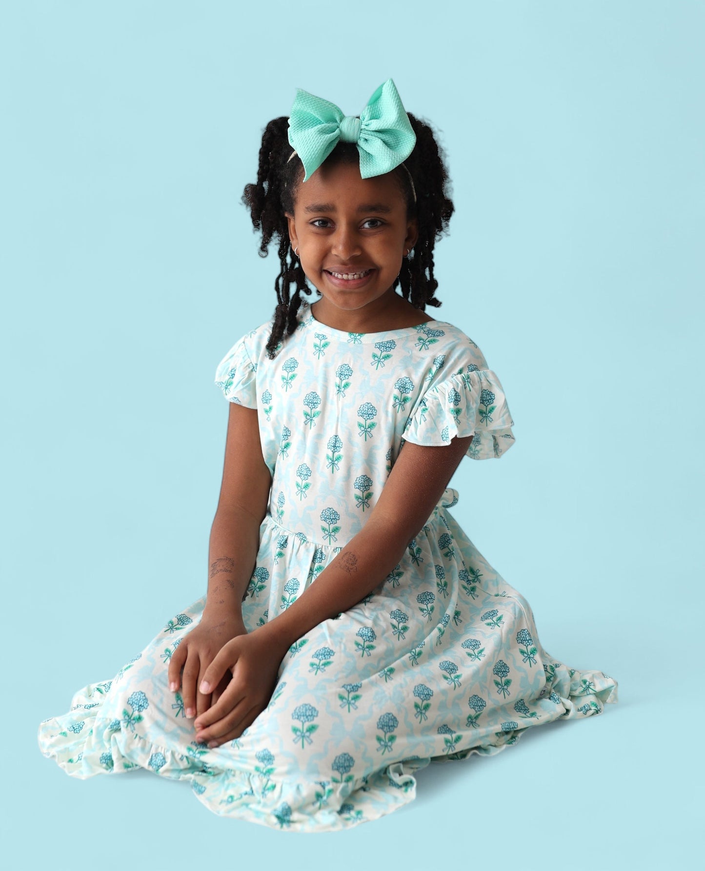 BLUE RIBBON BLOOMS DREAM TIE BACK RUFFLE DRESS