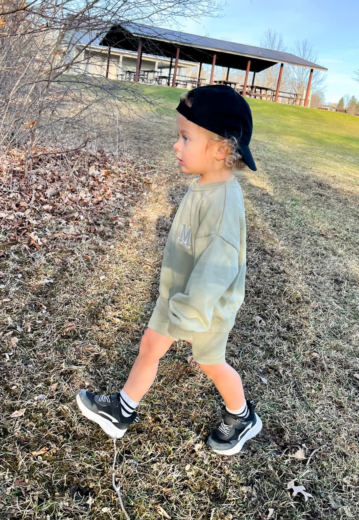 Custom Embroidered Crewneck Sweatshirt & Bamboo Bike Shorts Set