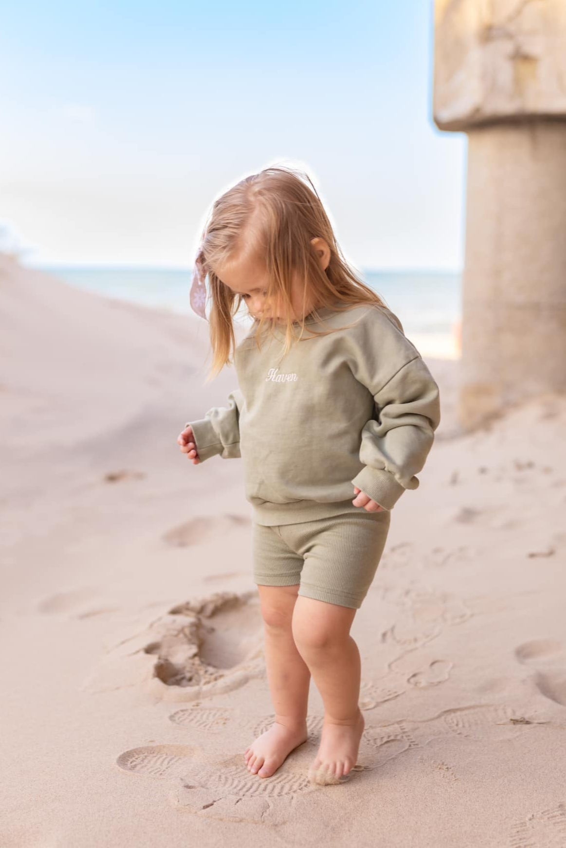 Custom Embroidered Crewneck Sweatshirt & Bamboo Bike Shorts Set