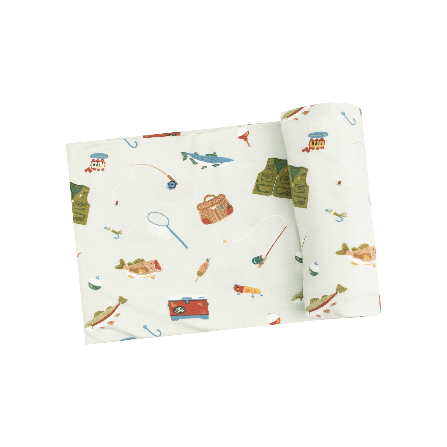 Swaddle Blanket - Fishing Things Green