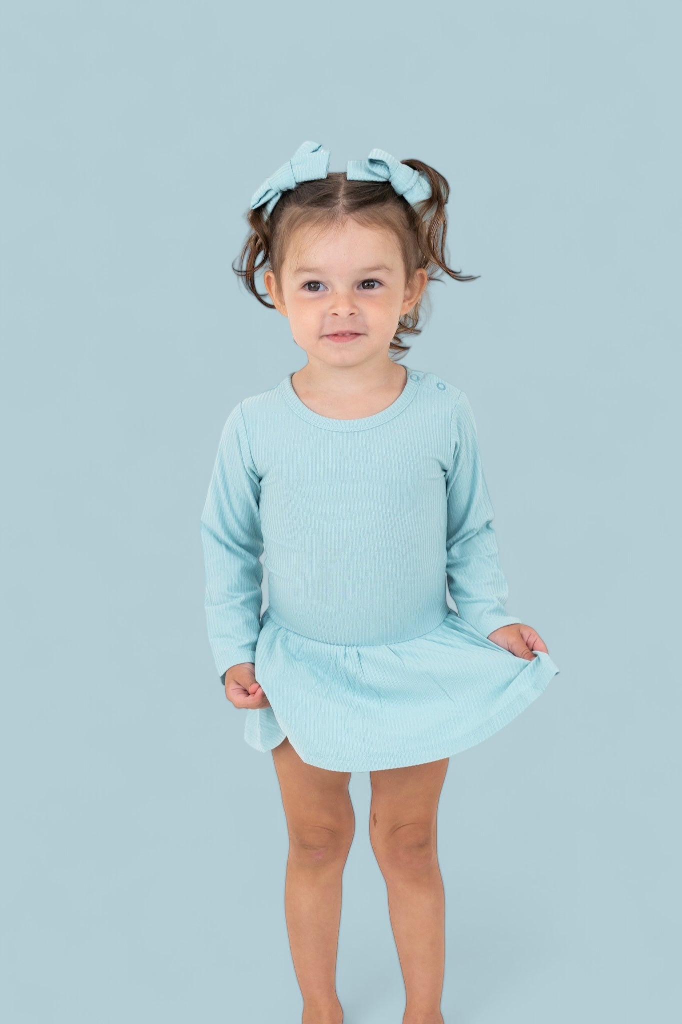 HAZY BLUE RIB DREAM BODYSUIT DRESS