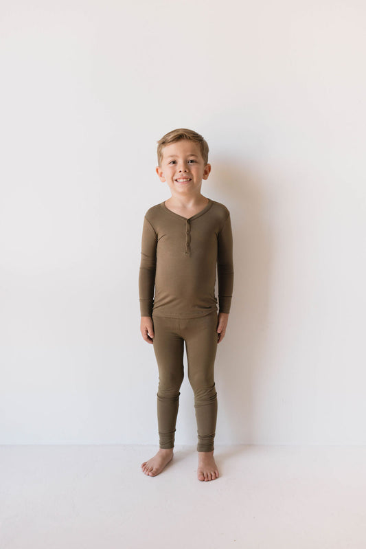 Bamboo Two Piece Pajamas | Olive Green