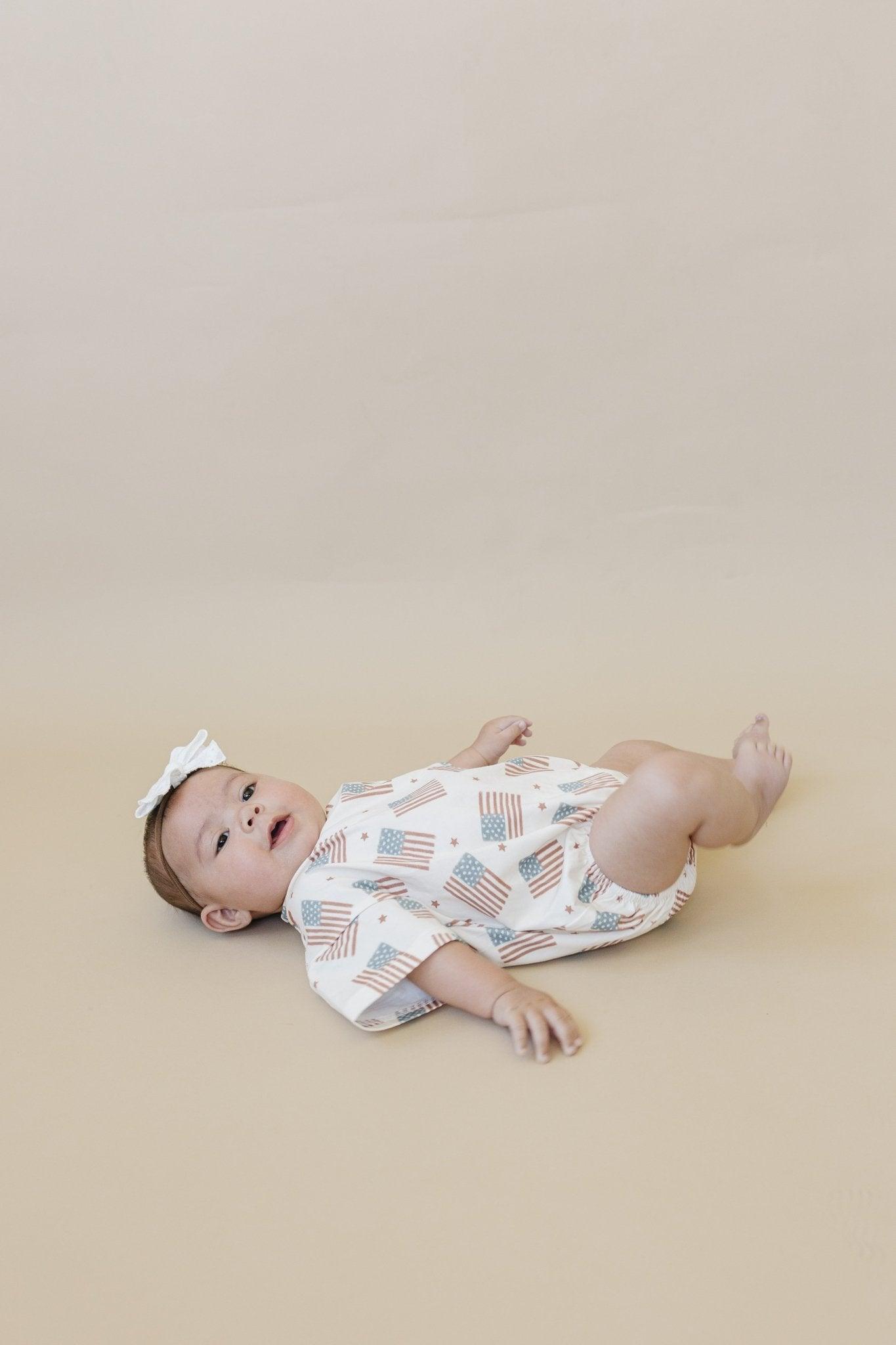 4th of July Flag Print T-Shirt Romper