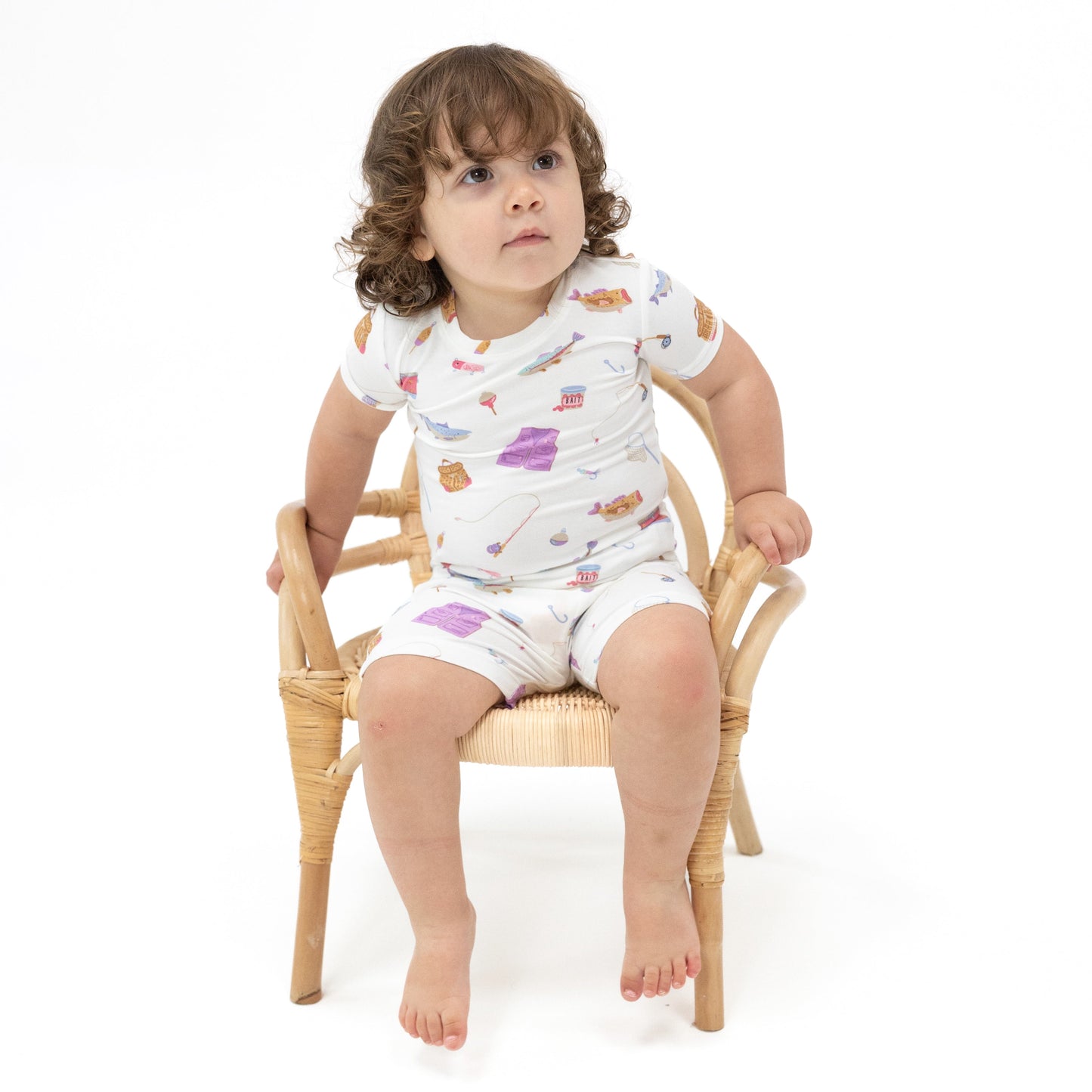 Loungewear Short Set - Fishing Things Pink