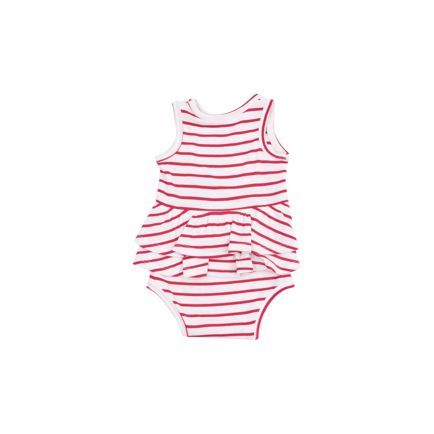 Ruffle Tank Bubble - Stripe Vintage Red