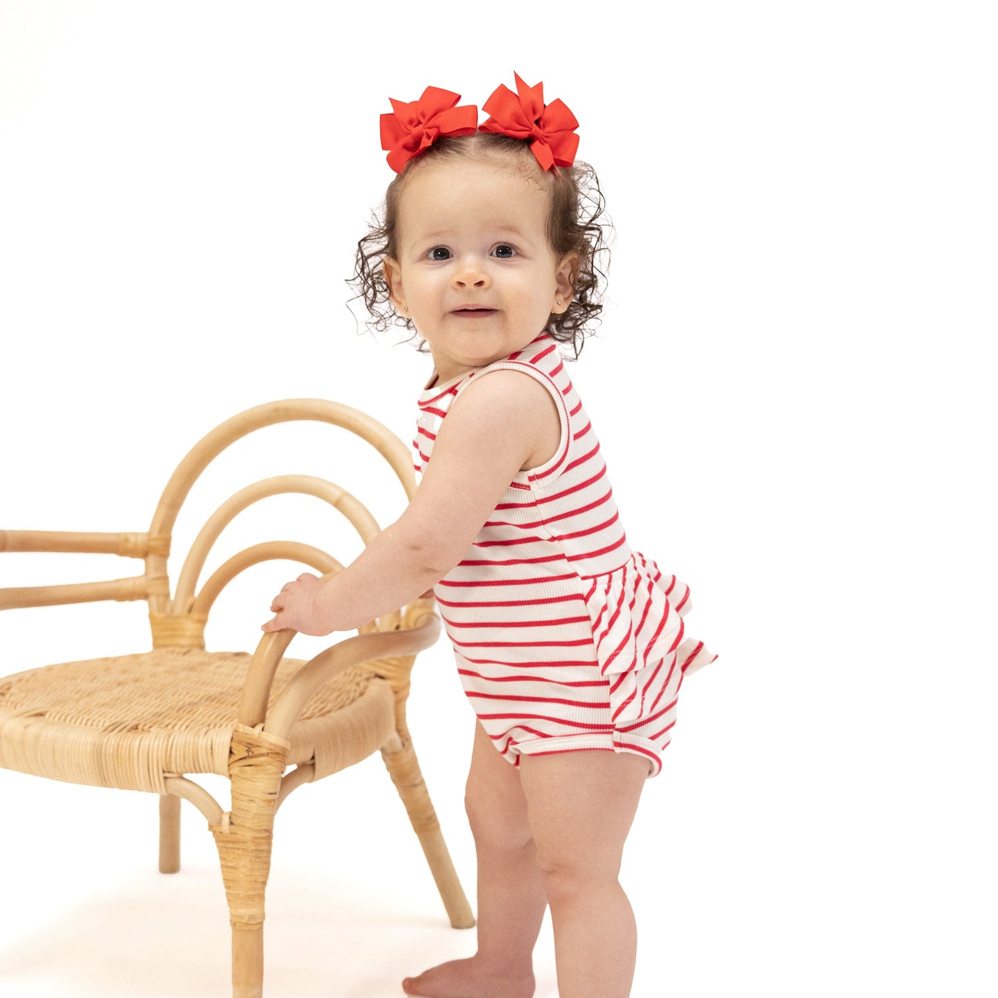 Ruffle Tank Bubble - Stripe Vintage Red