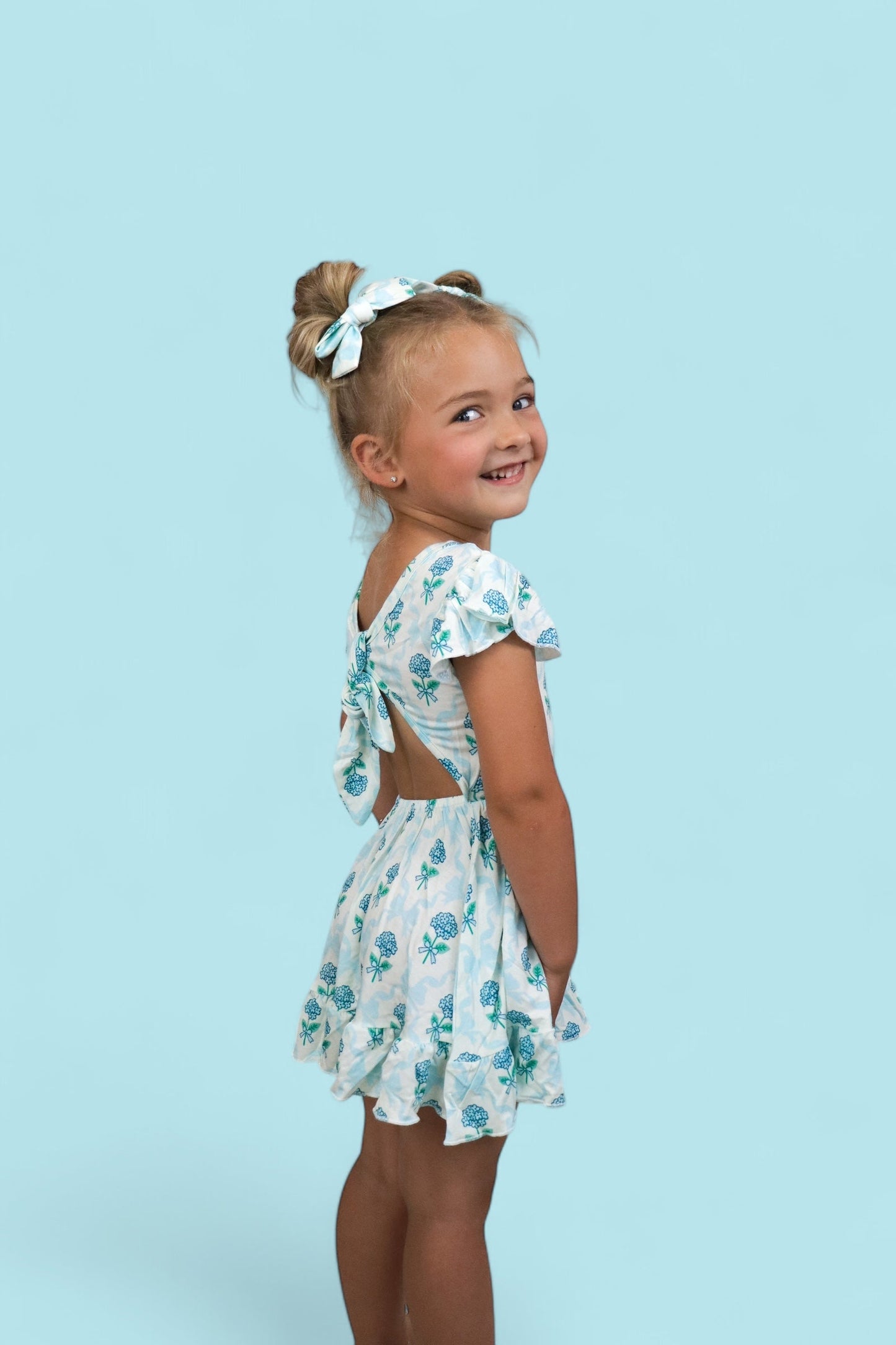 BLUE RIBBON BLOOMS DREAM TIE BACK RUFFLE DRESS