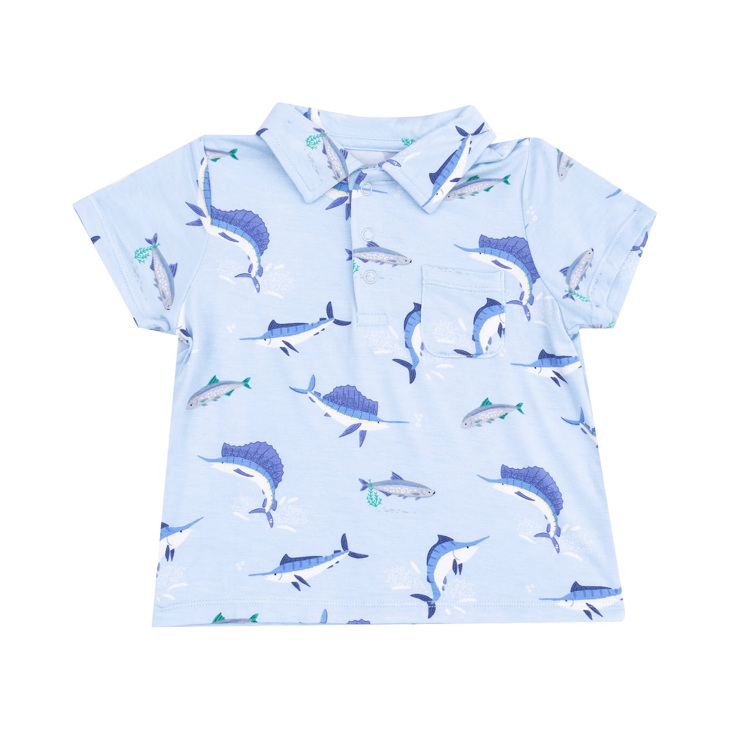 Polo Short Sleeve Shirt & Casual Short - Deep Sea Fishing Blue