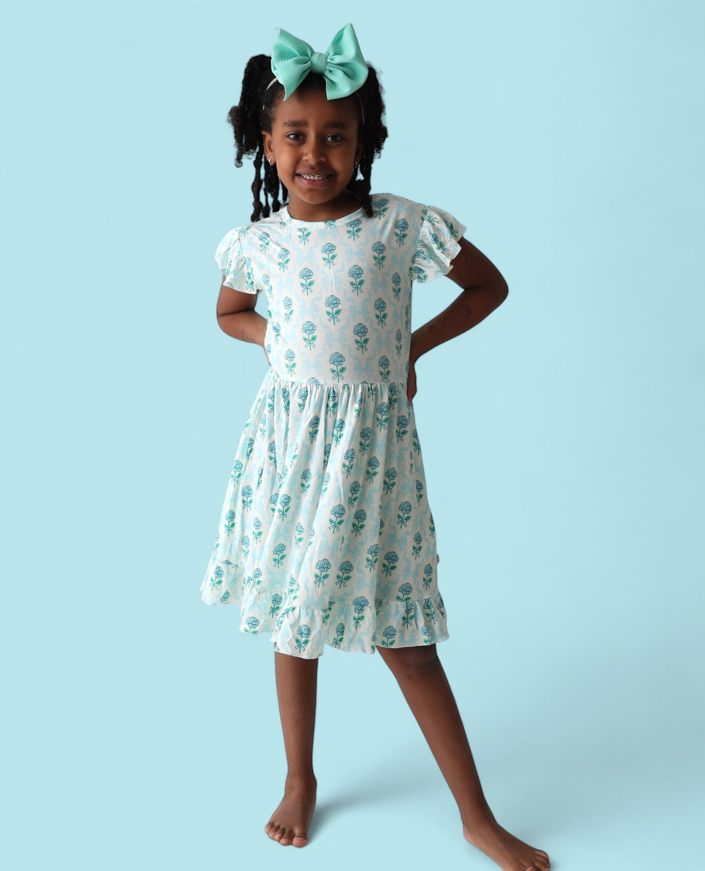 BLUE RIBBON BLOOMS DREAM TIE BACK RUFFLE DRESS