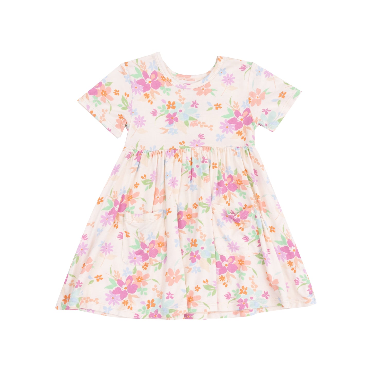 Short Sleeve Twirly Dress - Pick A Posy