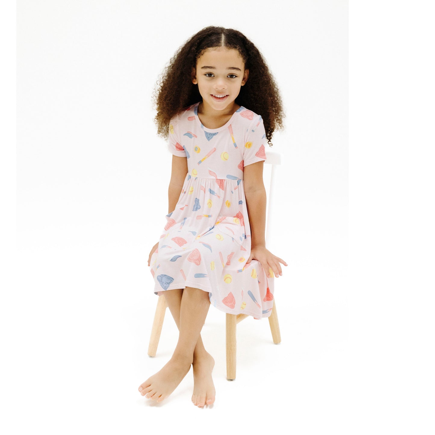 Short Sleeve Twirly Dress - Softball