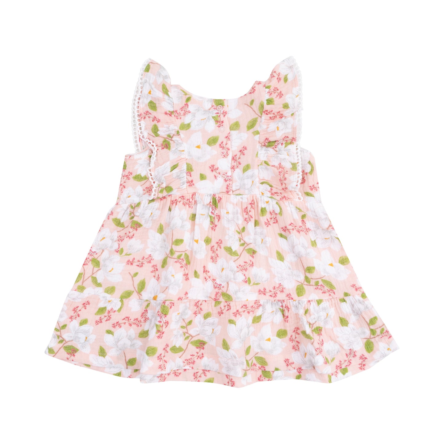 Picot Trim Edged Dress and Diaper Cover - Magnolias