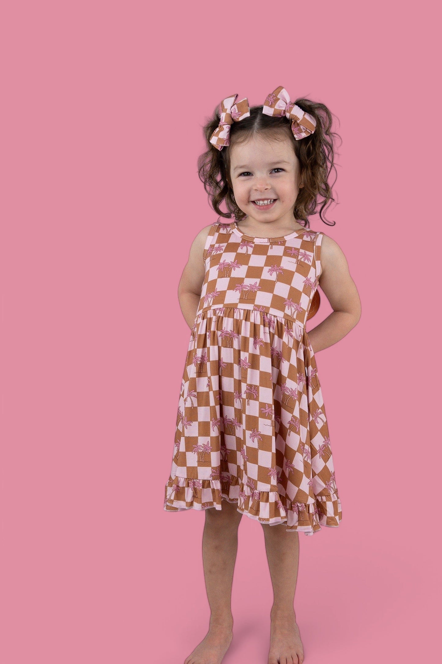 EXCLUSIVE SUNSET BEACH CHECKERS TANK DREAM RUFFLE DRESS