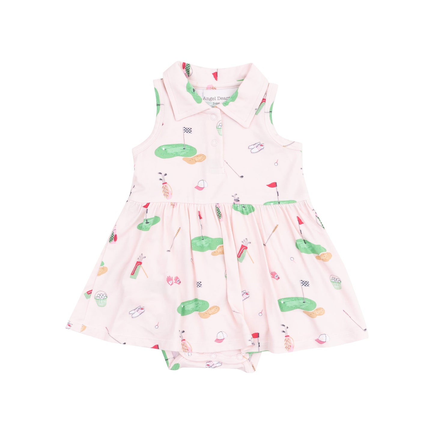 Polo Collar Bodysuit Dress - Golf Things Pink
