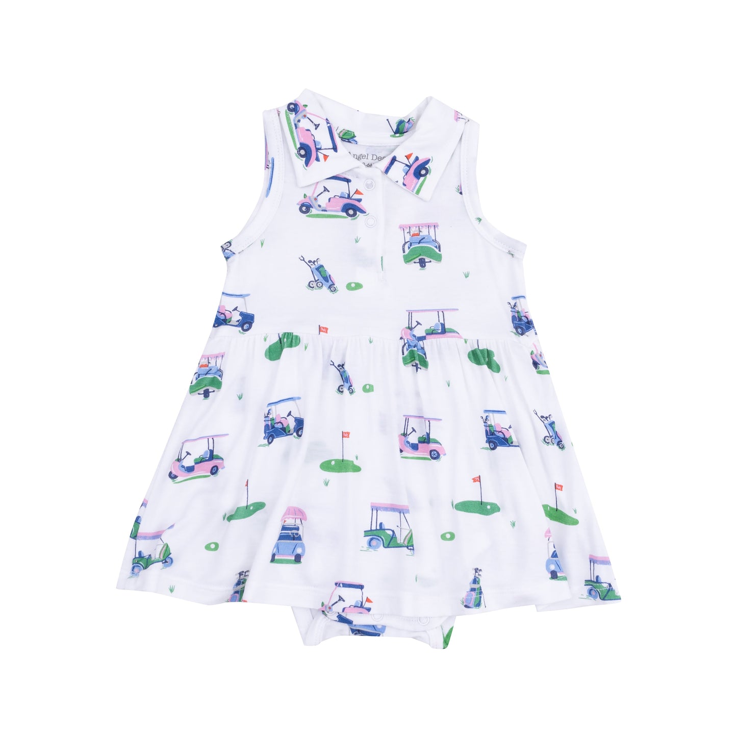 Polo Collar Bodysuit Dress - Vintage Golf Carts Pink