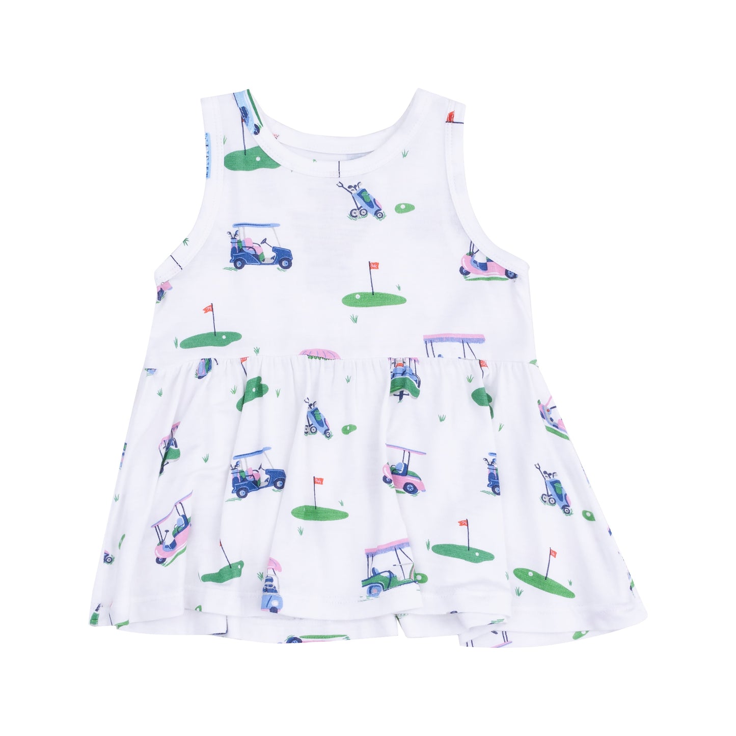 Peplum Tank Top and Bike Short - Vintage Golf Carts Pink